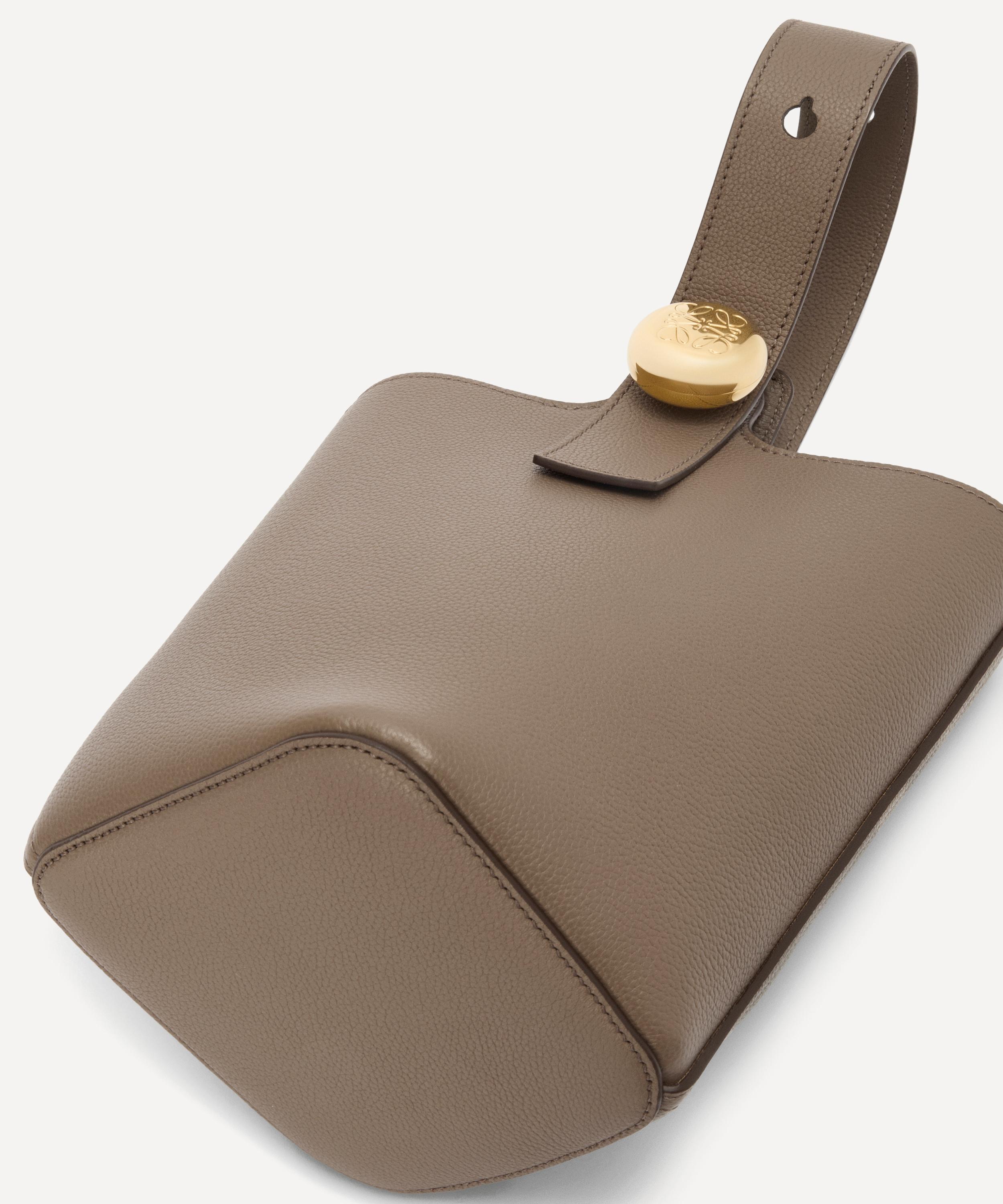 Loewe - Mini Pebble Taupe Leather Bucket Bag image number 7