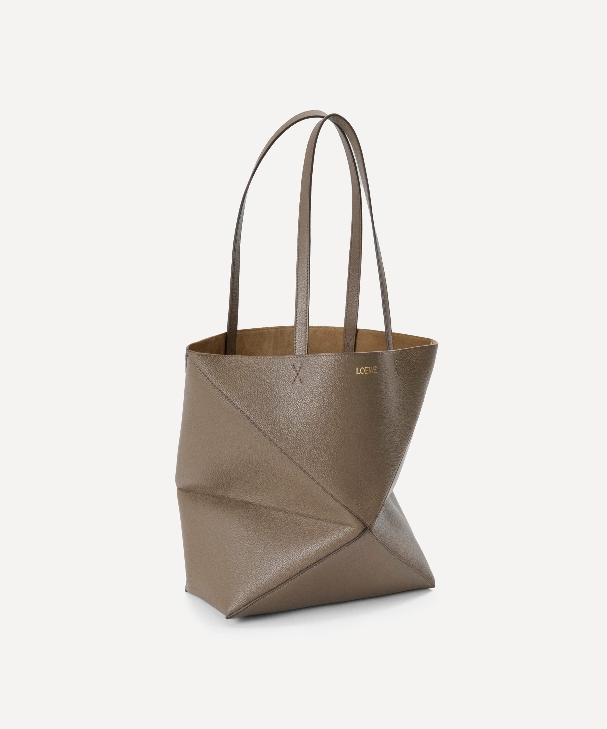 Loewe - Puzzle Fold Taupe Leather Tote Bag image number 2