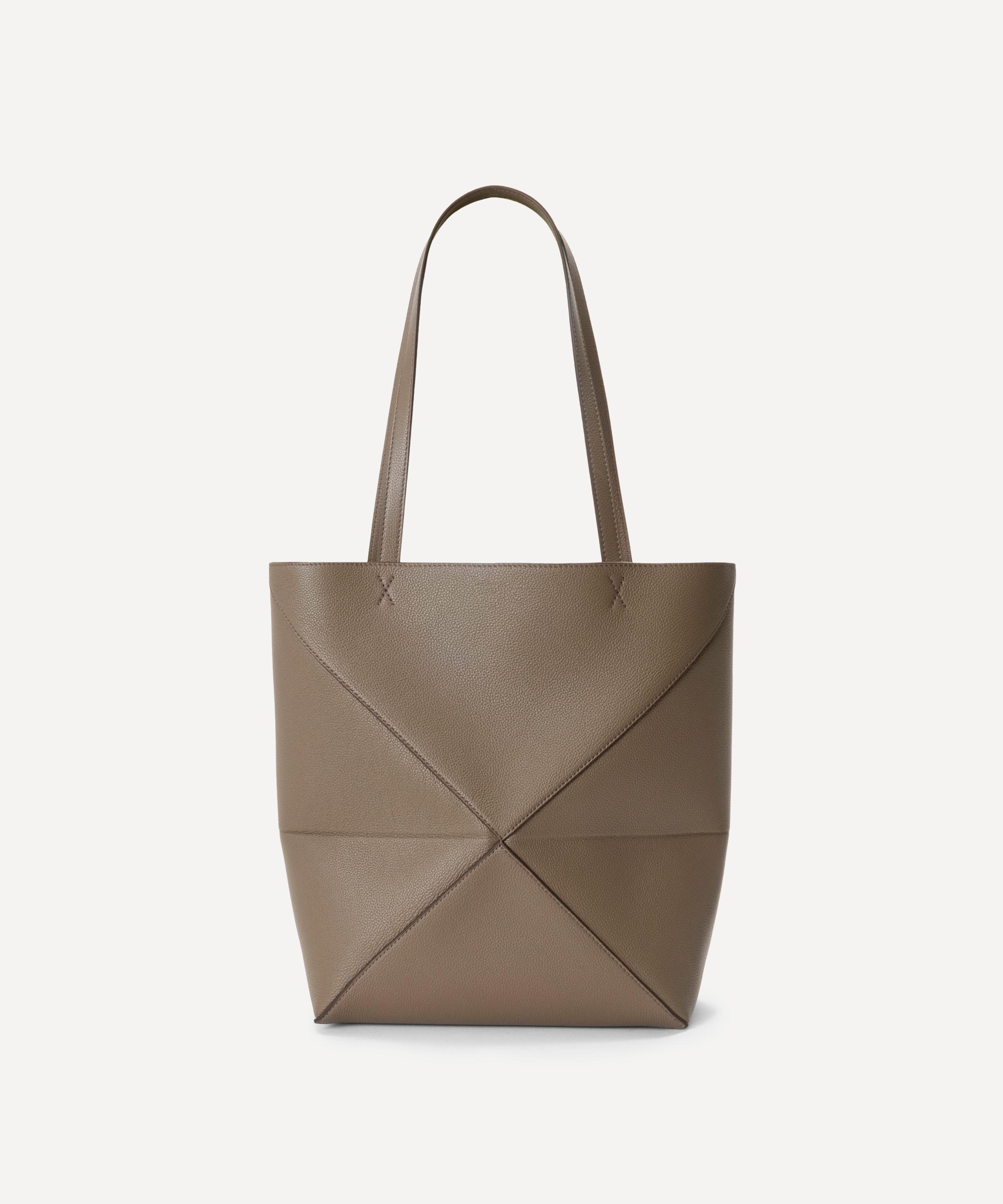 Loewe - Puzzle Fold Taupe Leather Tote Bag image number 3