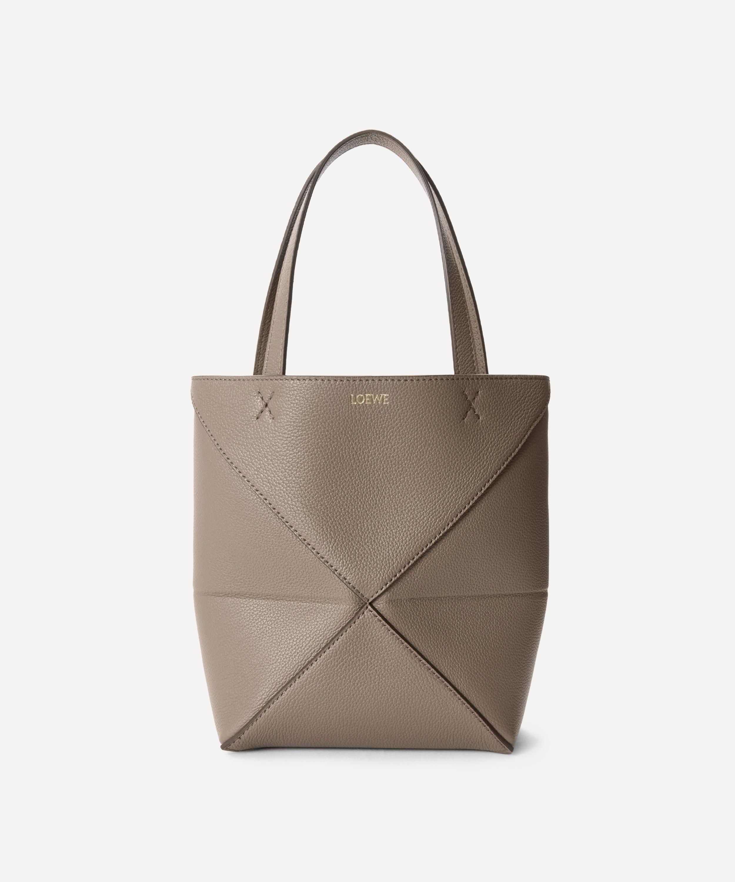Loewe - Mini Puzzle Fold Taupe Leather Tote Bag image number 0