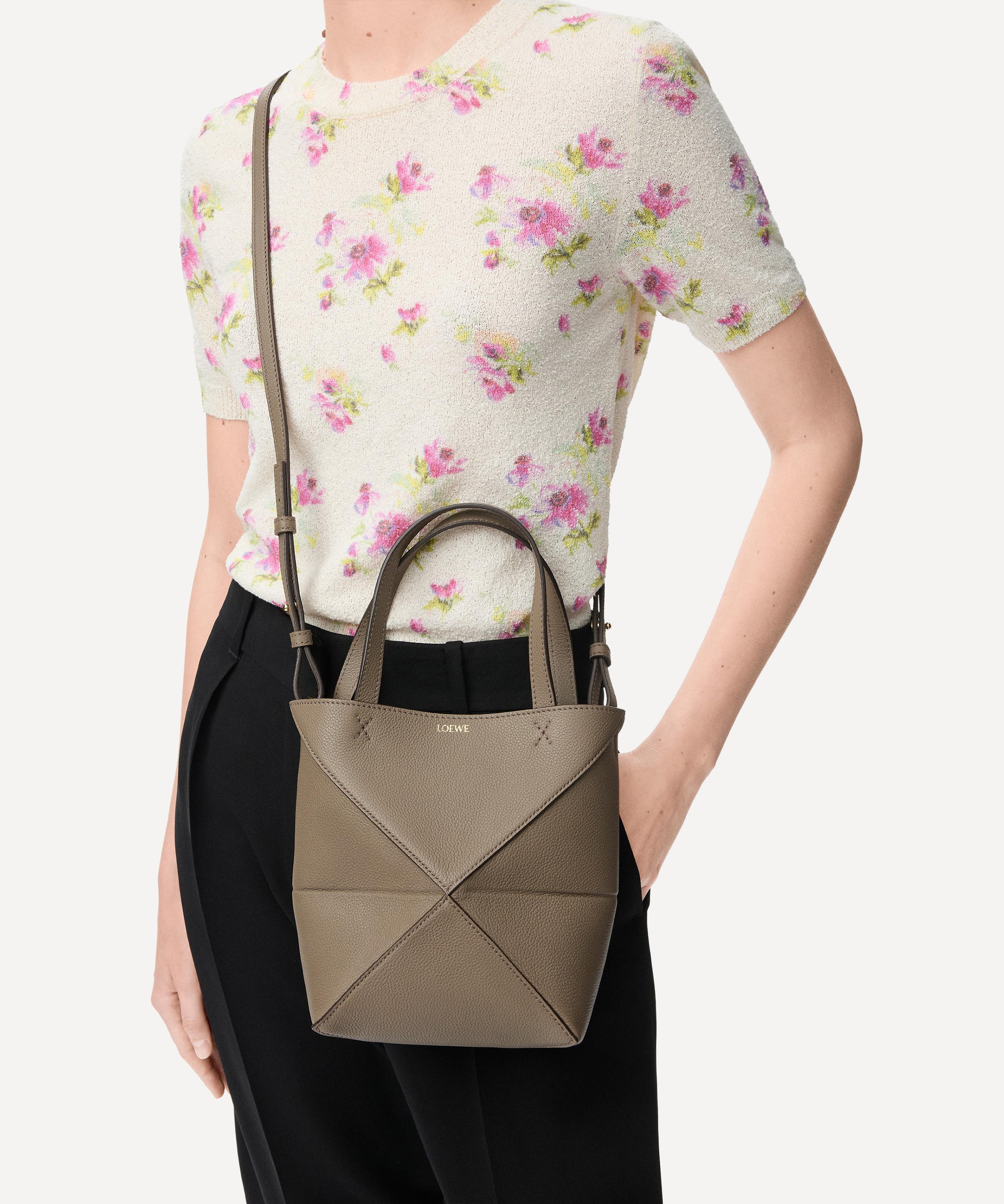 Loewe - Mini Puzzle Fold Taupe Leather Tote Bag image number 1