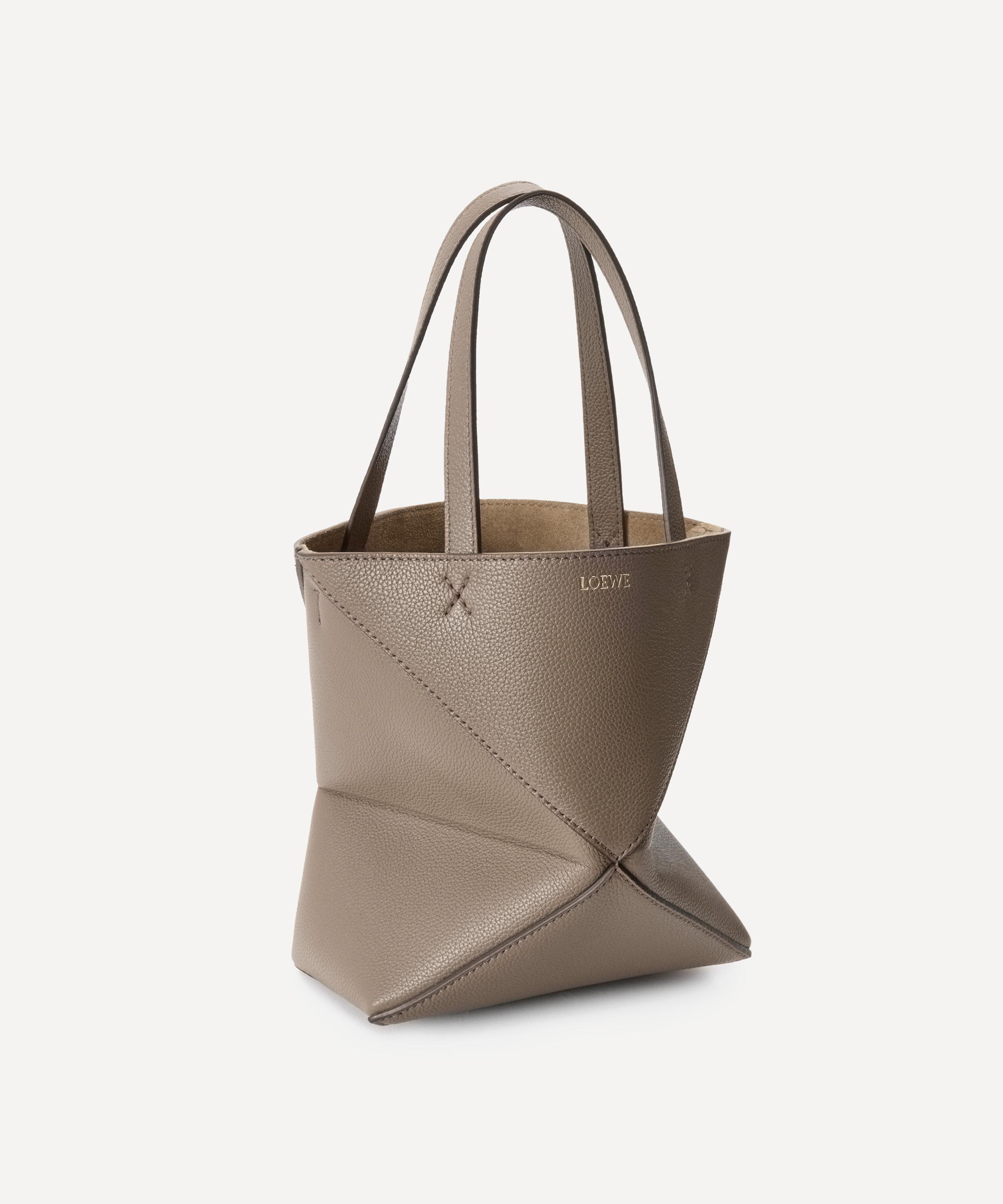 Loewe - Mini Puzzle Fold Taupe Leather Tote Bag image number 2