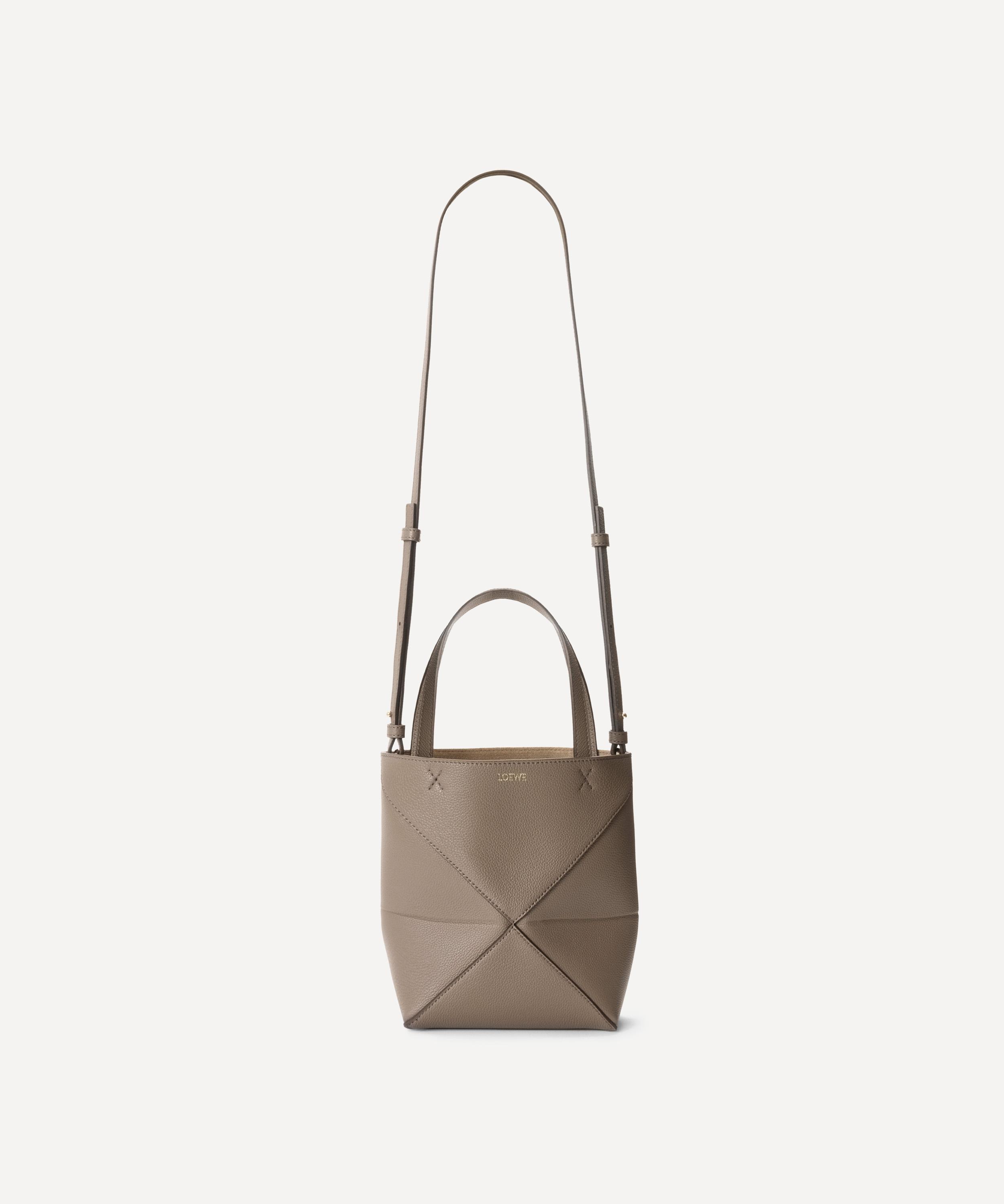 Loewe - Mini Puzzle Fold Taupe Leather Tote Bag image number 4