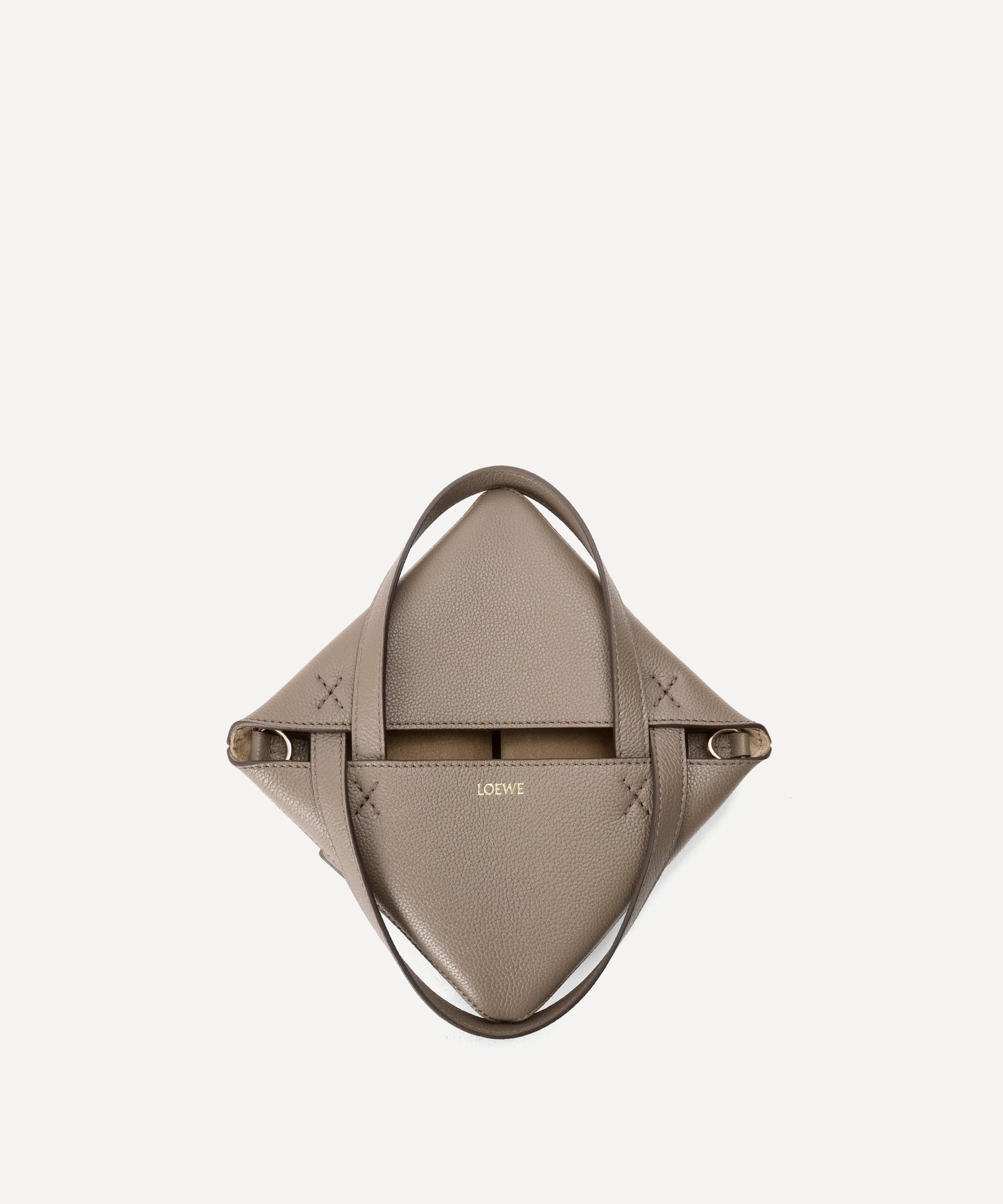 Loewe - Mini Puzzle Fold Taupe Leather Tote Bag image number 5