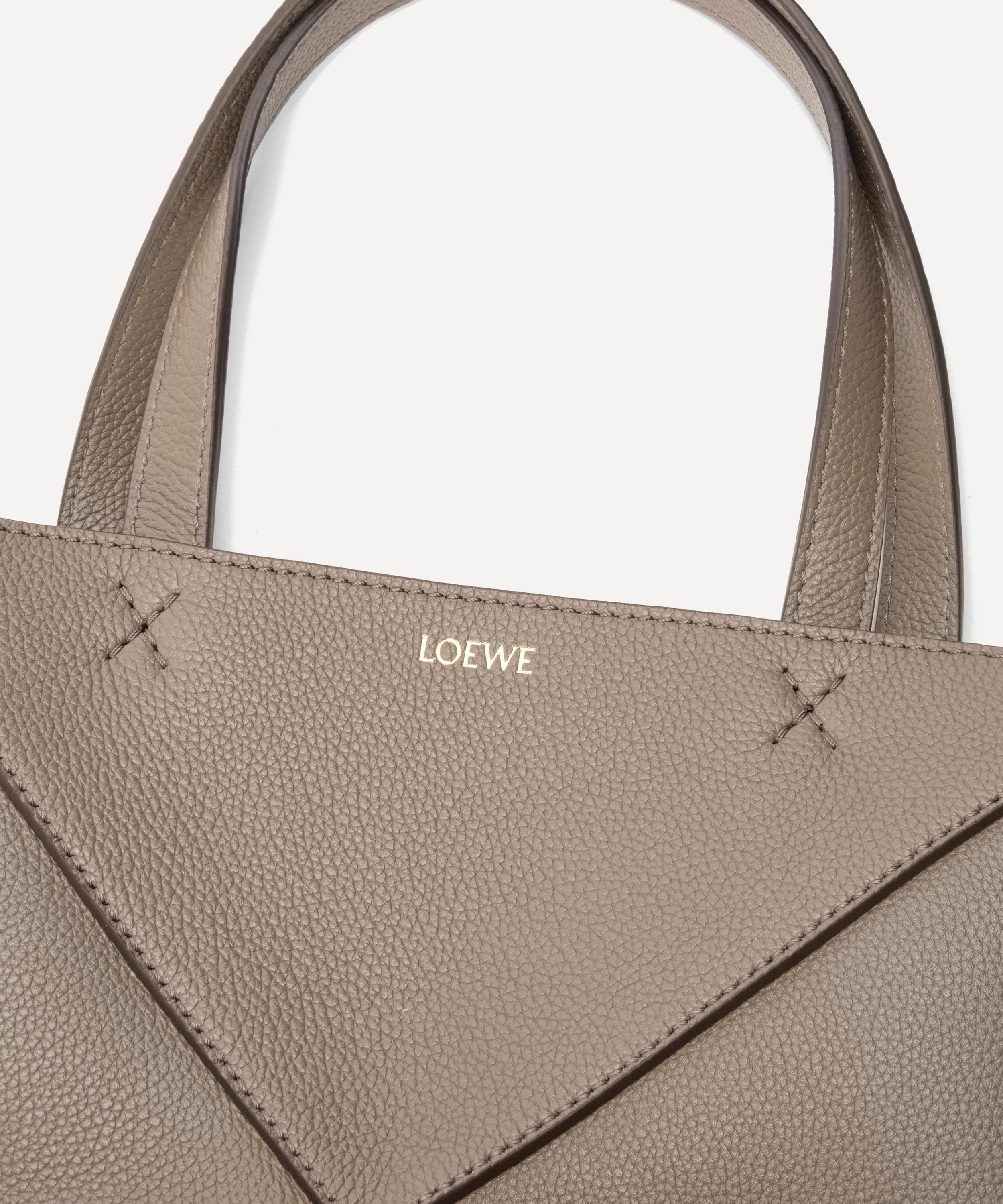 Loewe - Mini Puzzle Fold Taupe Leather Tote Bag image number 6