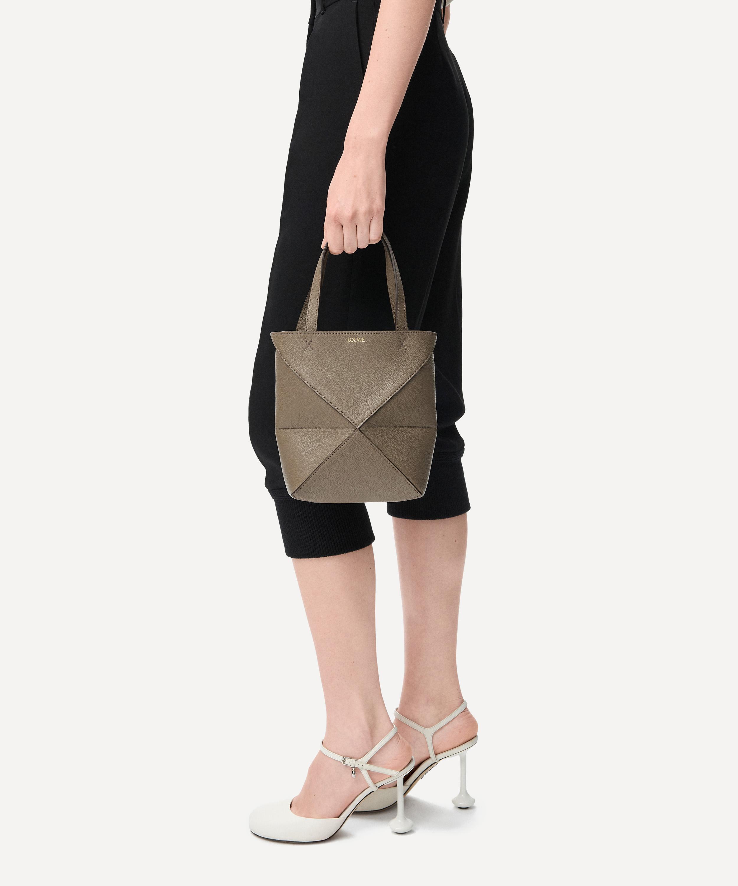 Loewe - Mini Puzzle Fold Taupe Leather Tote Bag image number 7
