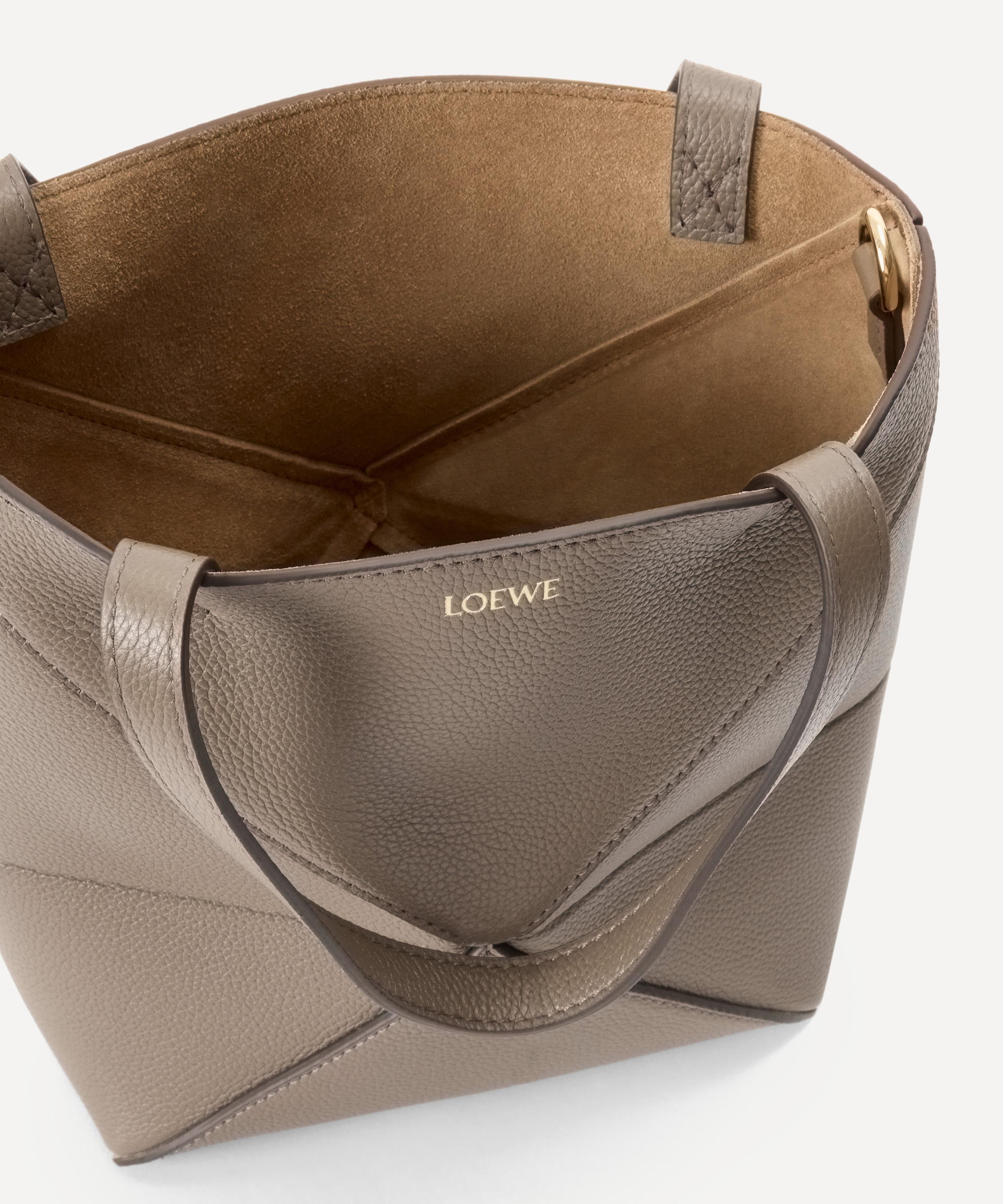 Loewe - Mini Puzzle Fold Taupe Leather Tote Bag image number 8