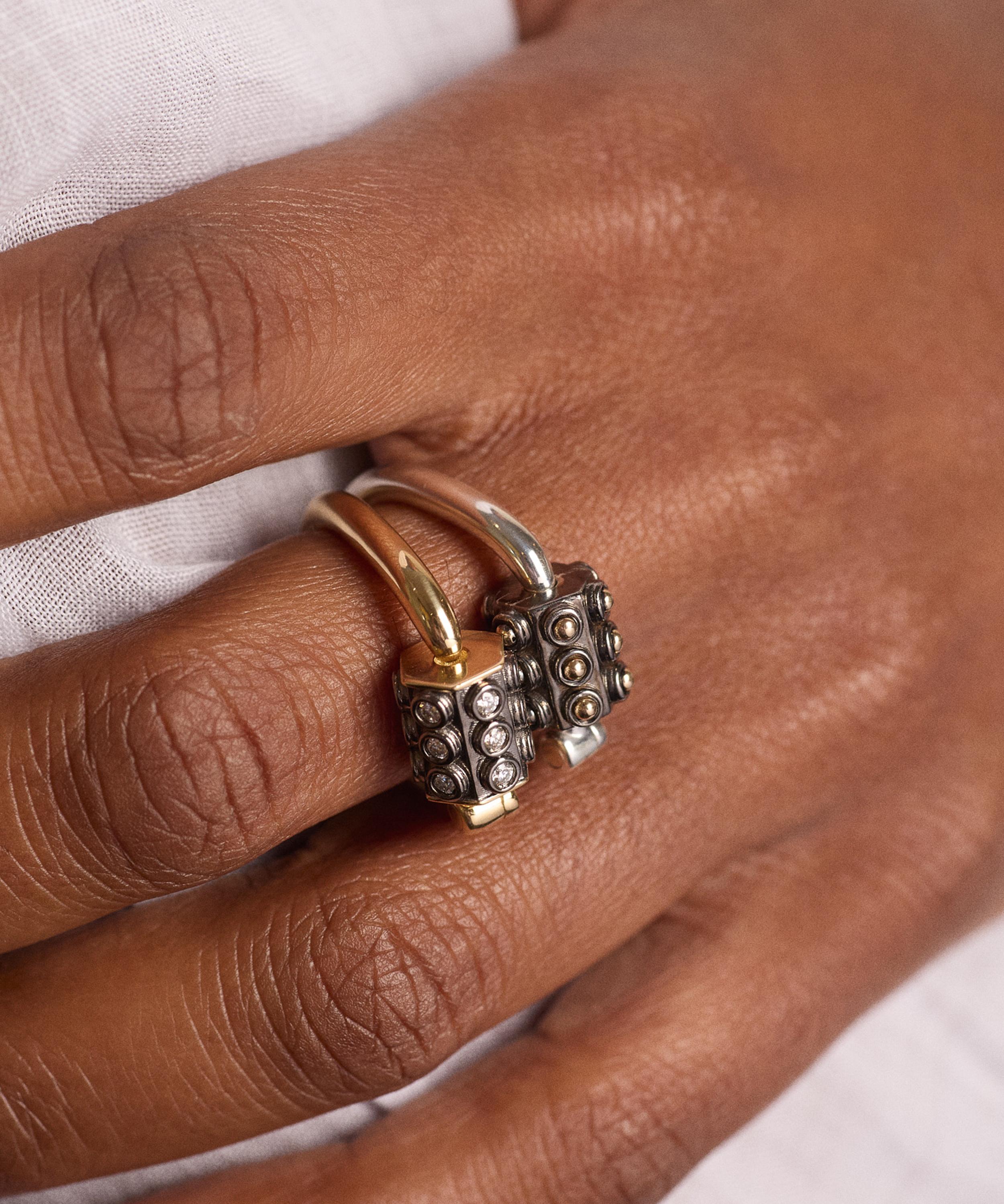 Marla Aaron - Mixed Metal Ball Trundle Lock Ring image number 2