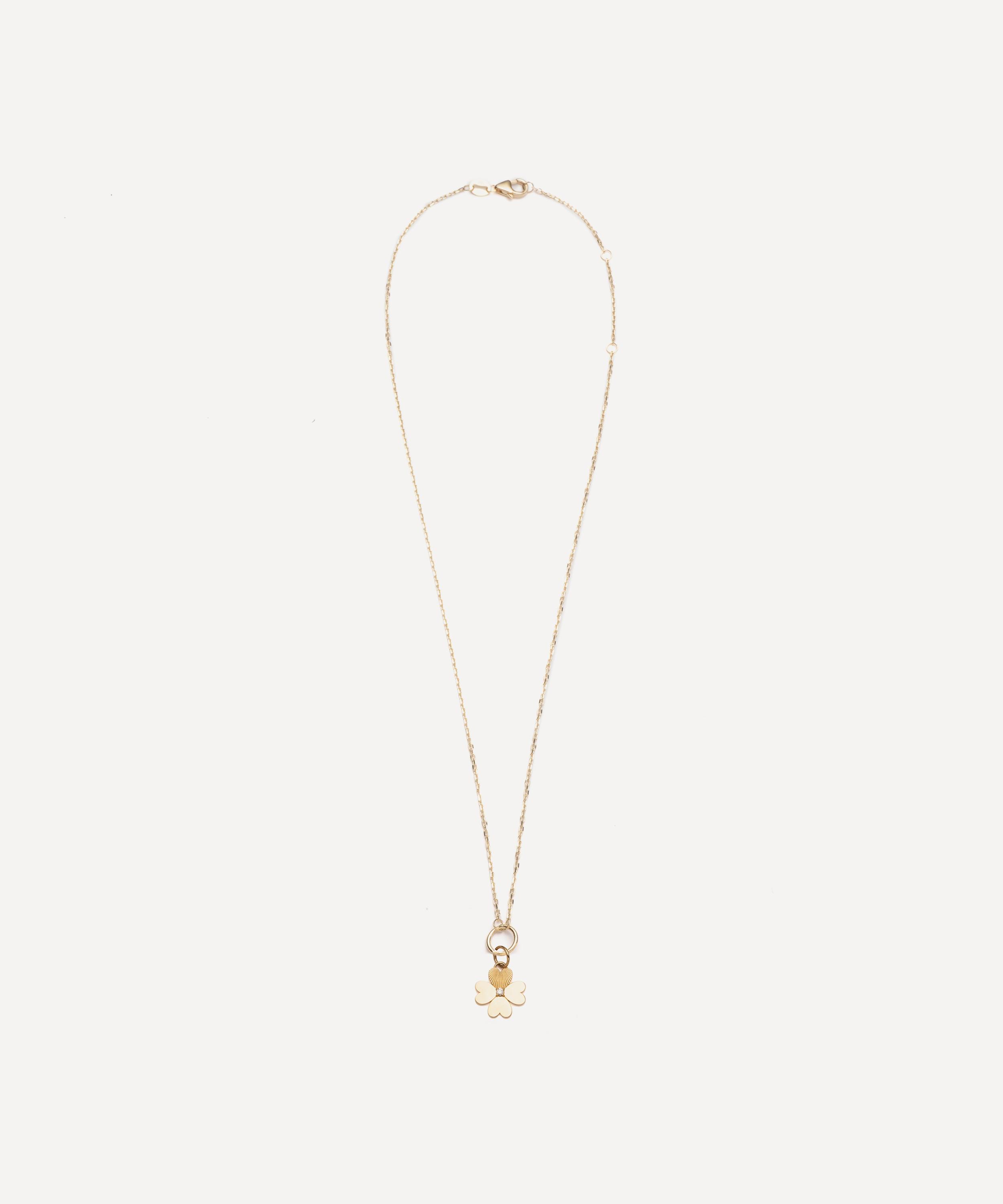 FoundRae - 18ct Gold Four Heart Clover Engravable Miniature Pendant Necklace