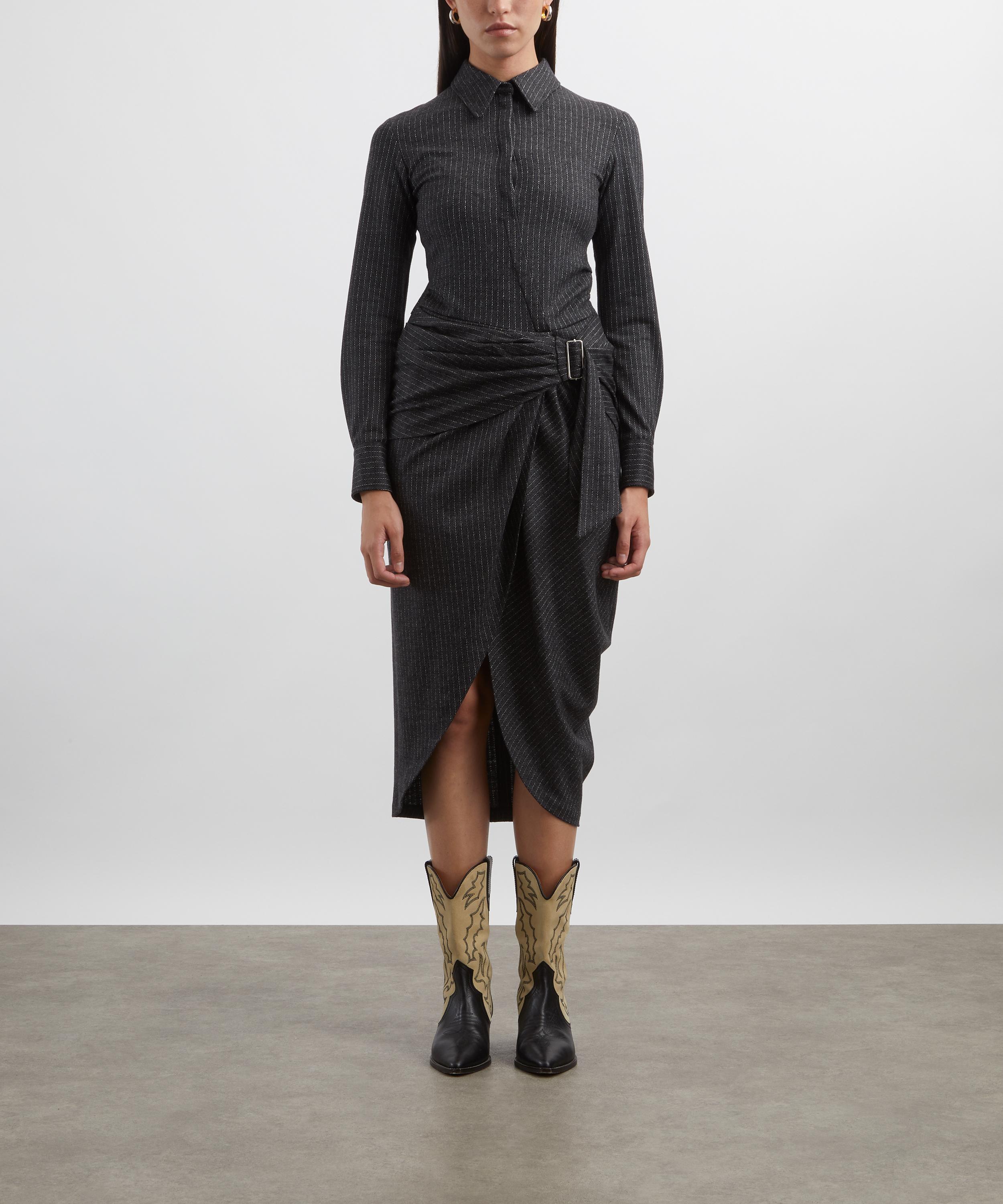 Isabel Marant - Rosalie Draped Pinstripe Midi Dress image number 2