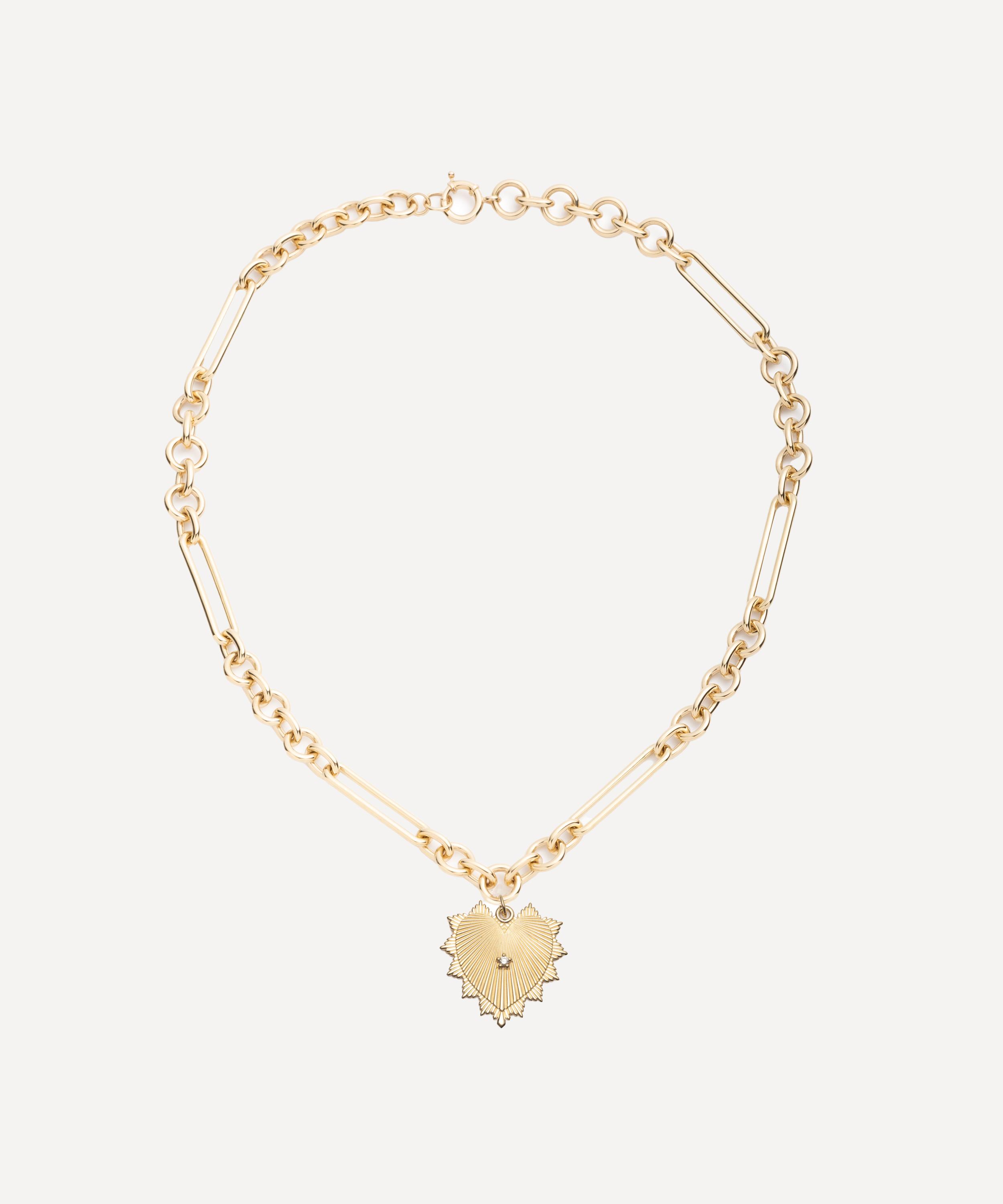 FoundRae - 18ct Gold Heart Love Token Mixed Clip Chain Pendant Necklace