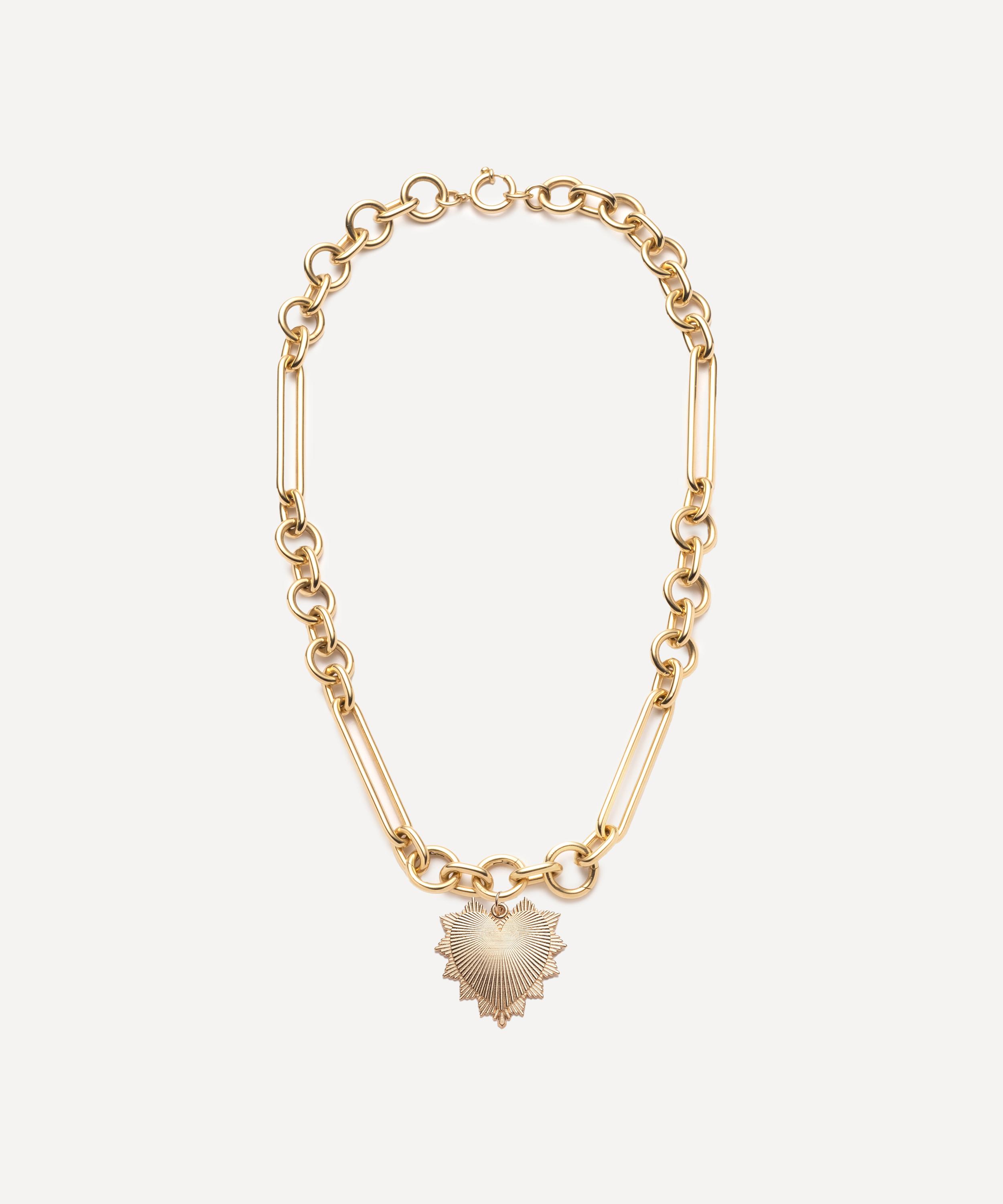 FoundRae - 18ct Gold Heart Love Token Oversized Mixed Clip Chain Pendant Necklace image number 0