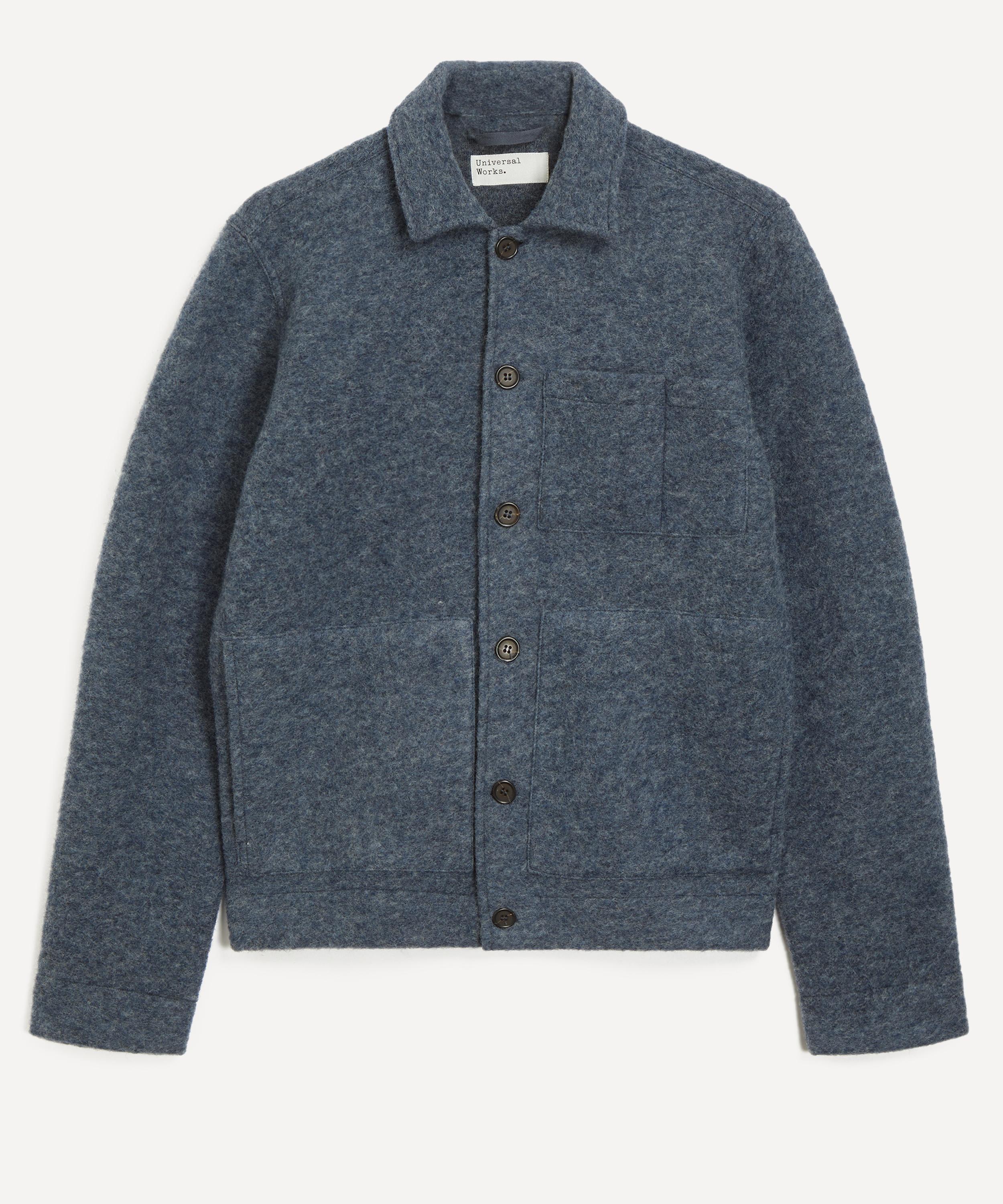Universal Works - Slate Blue Wool Fleece Cardigan