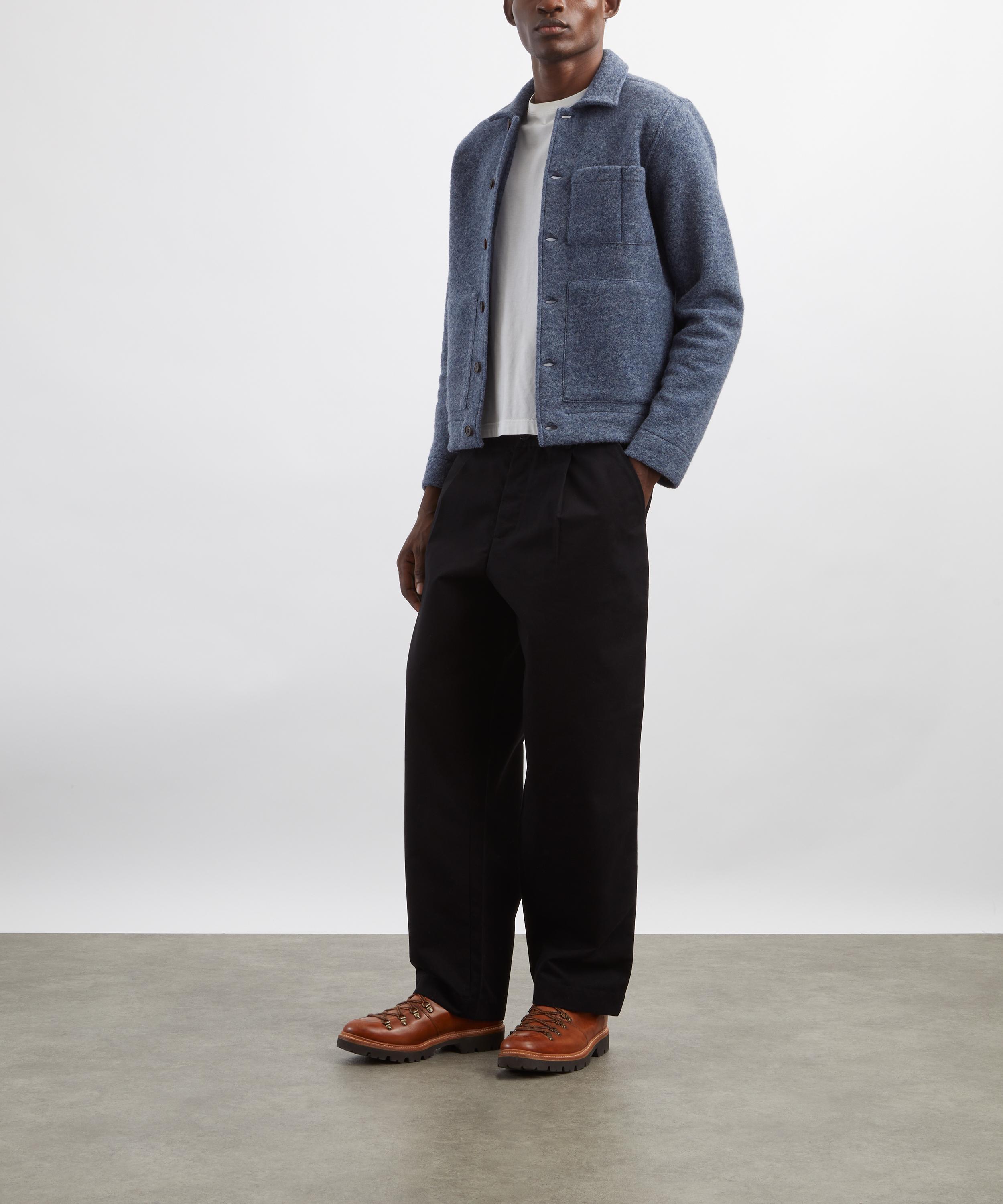 Universal Works - Slate Blue Wool Fleece Cardigan image number 1