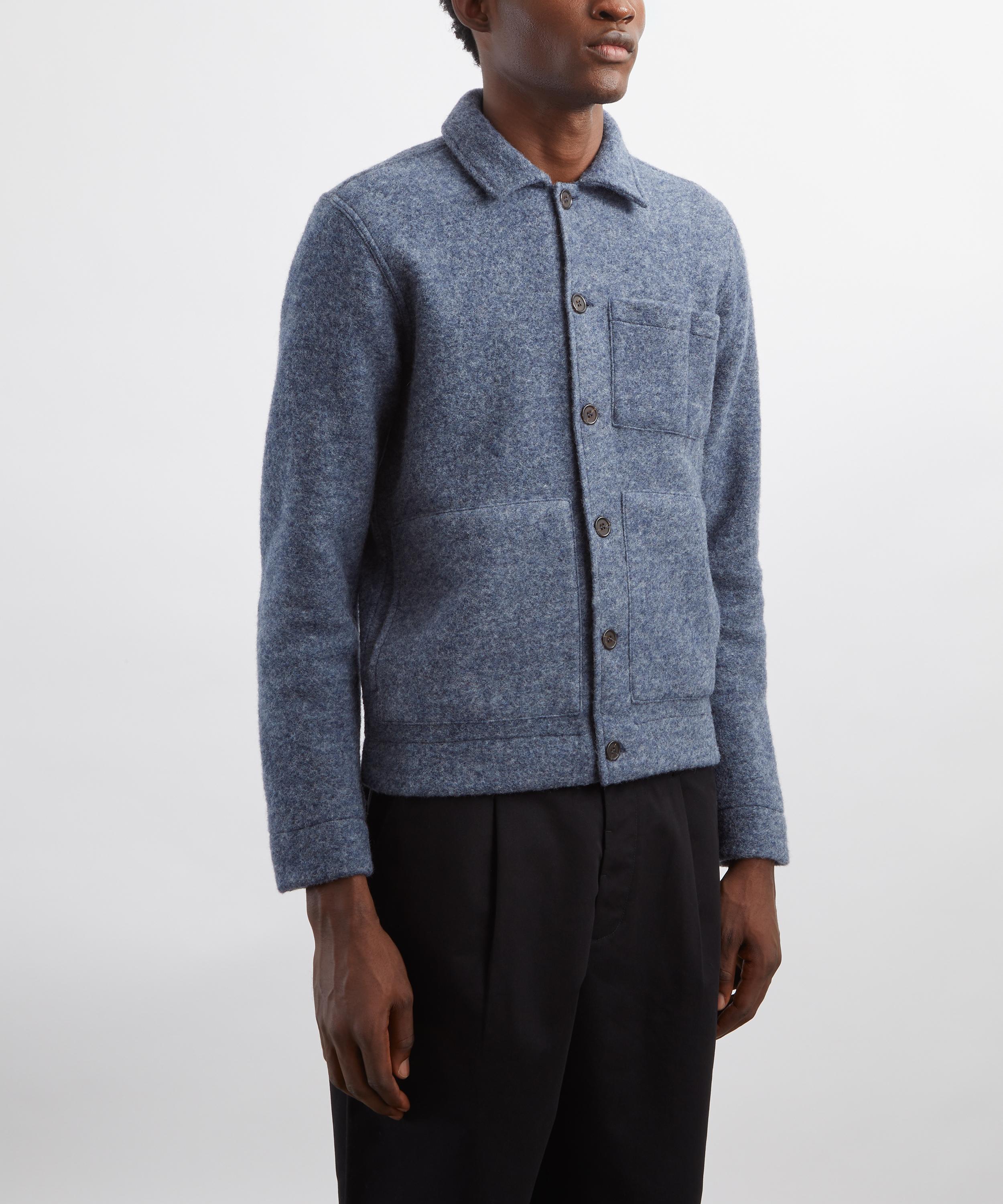 Universal Works - Slate Blue Wool Fleece Cardigan image number 2