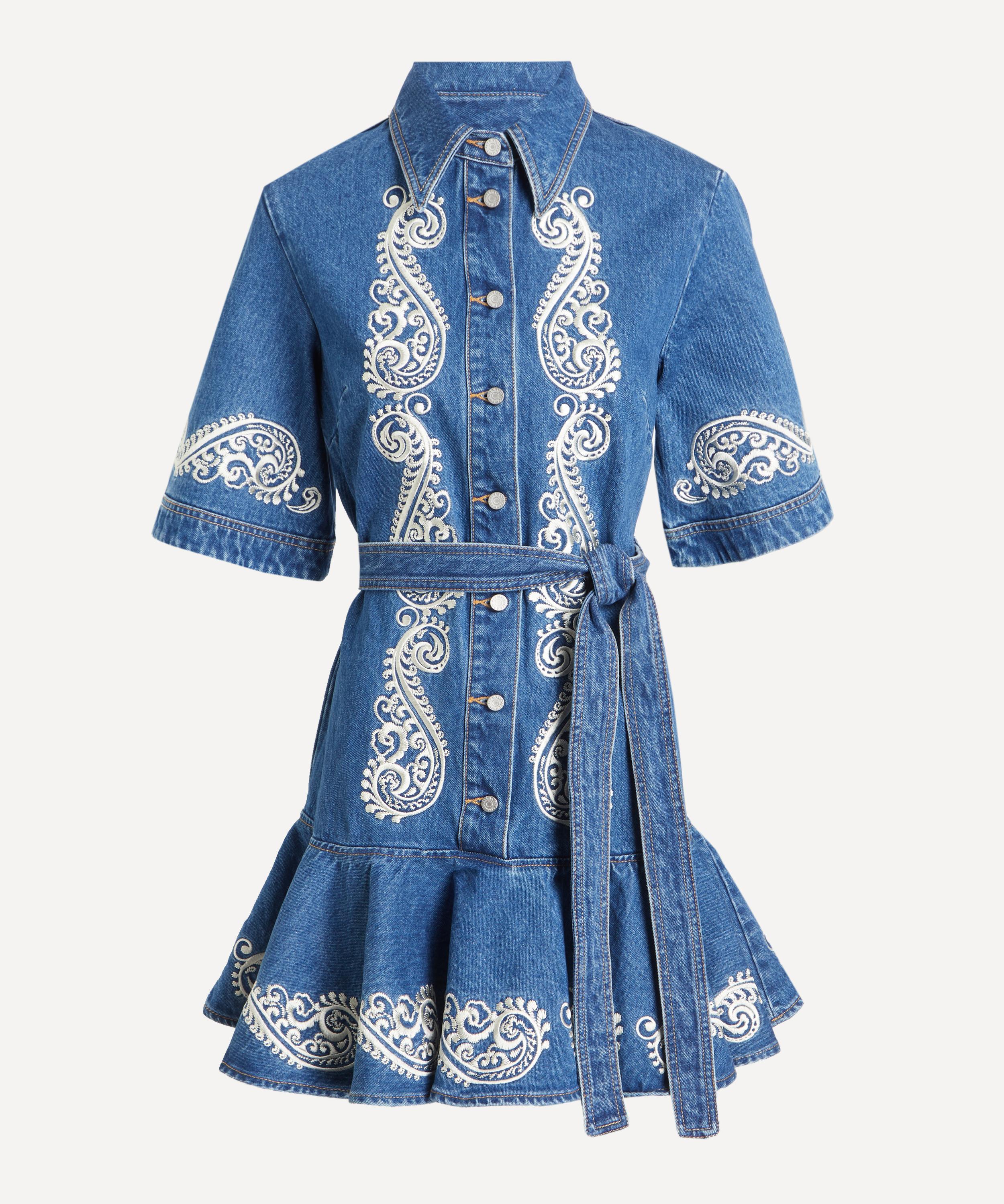 ALÉMAIS - Jacones Embroidered Denim Mini Dress image number 0