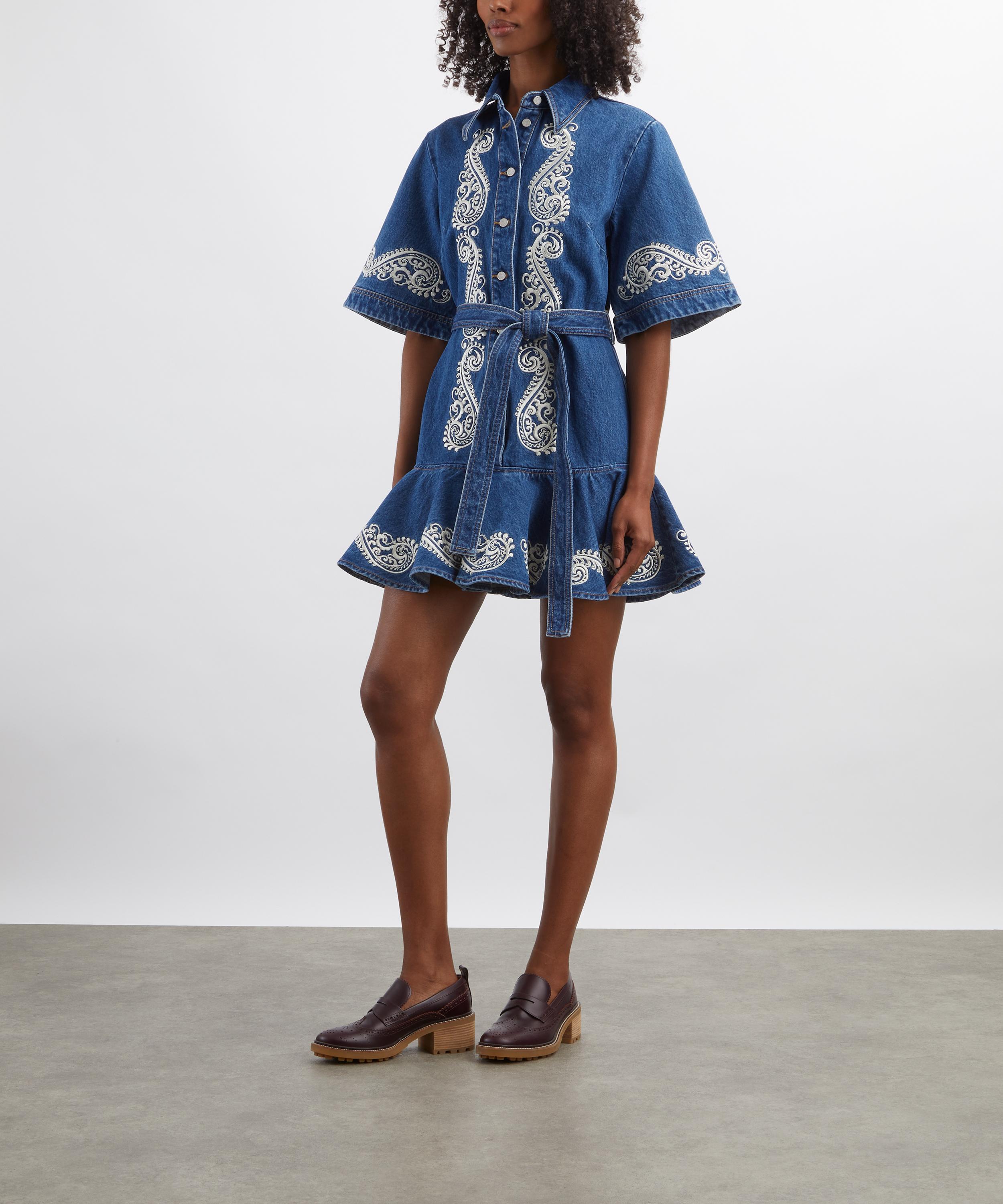 ALÉMAIS - Jacones Embroidered Denim Mini Dress image number 1