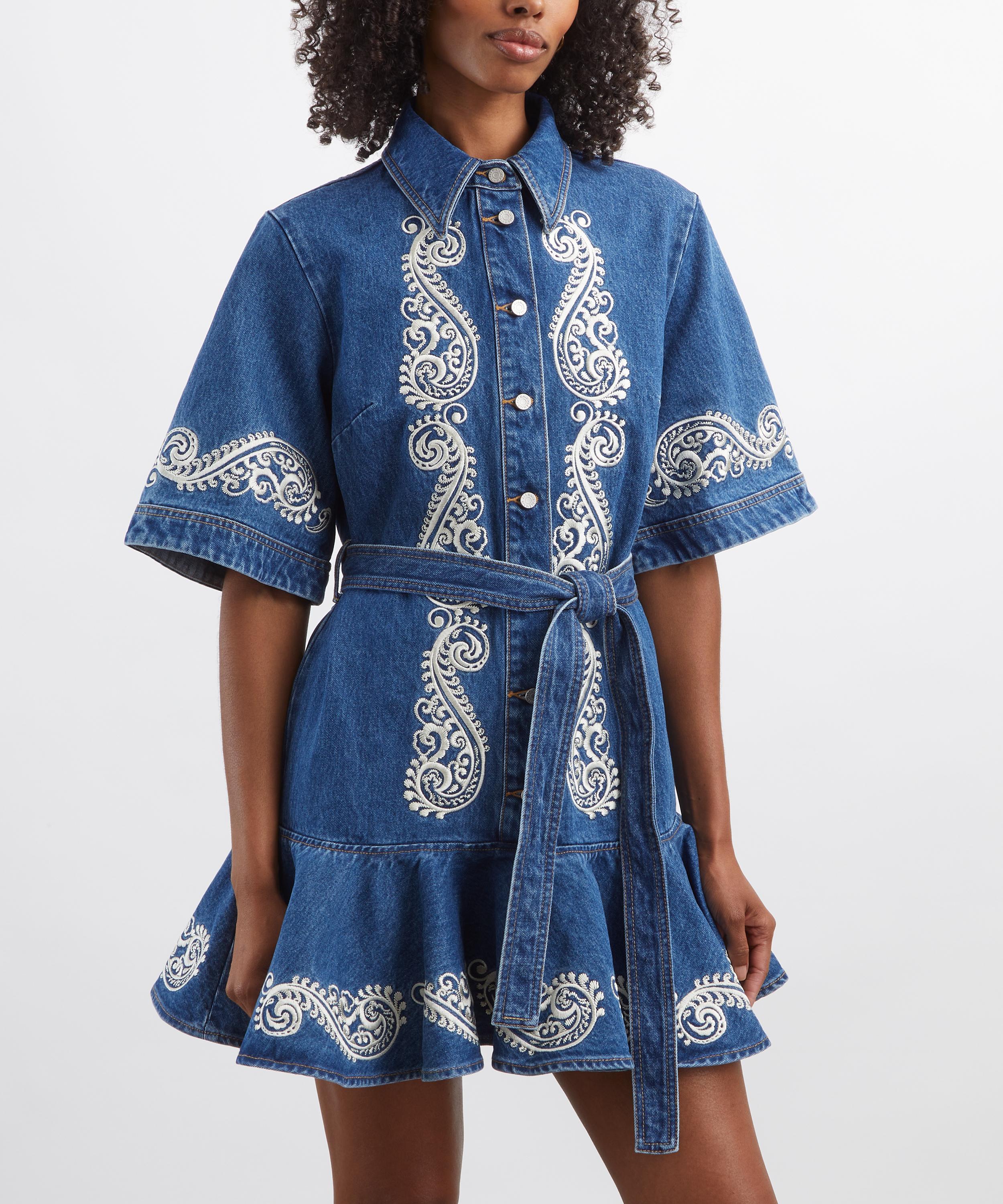 ALÉMAIS - Jacones Embroidered Denim Mini Dress image number 2