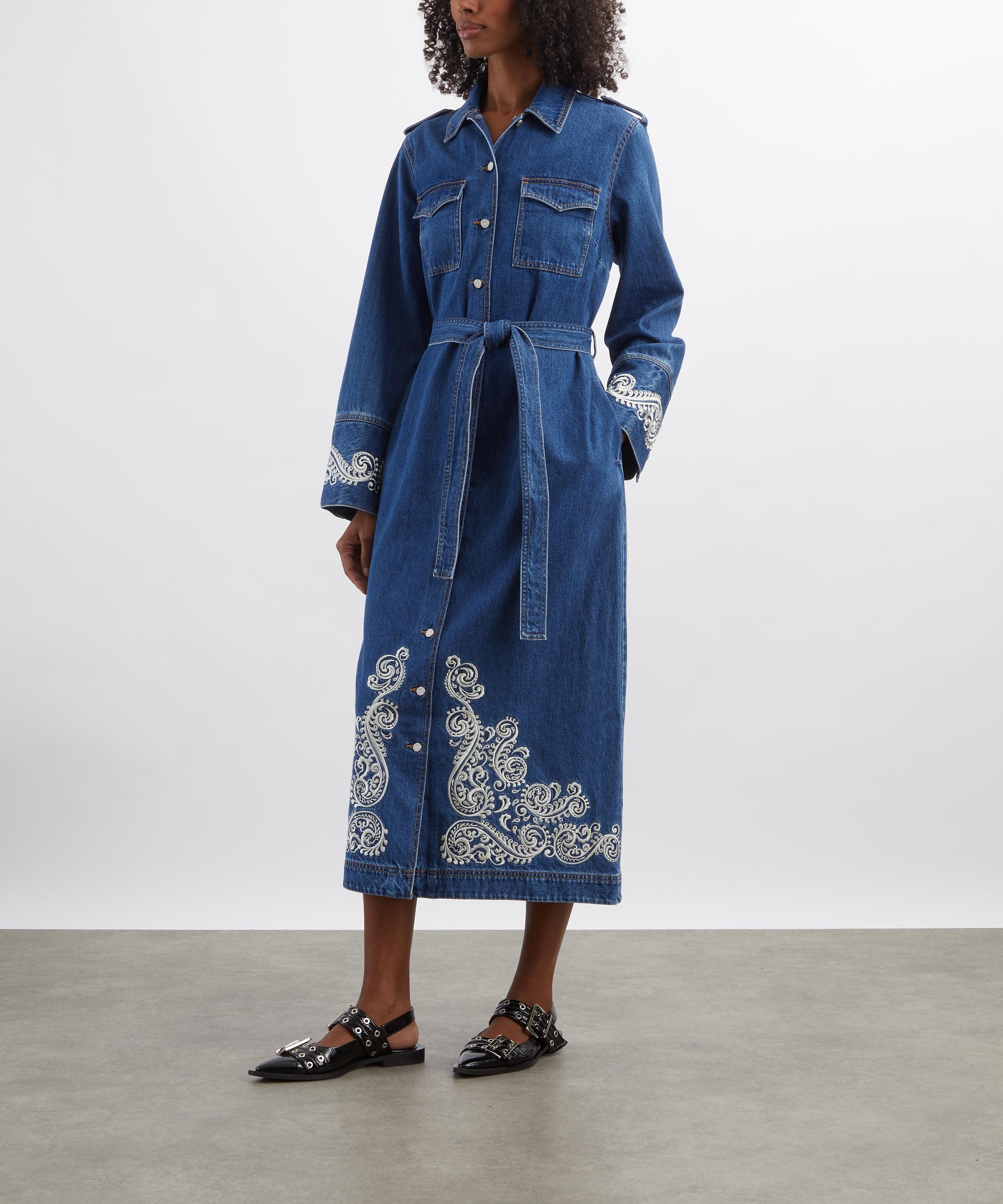 ALÉMAIS - Jacones Embroidered Denim Shirt Dress image number 1