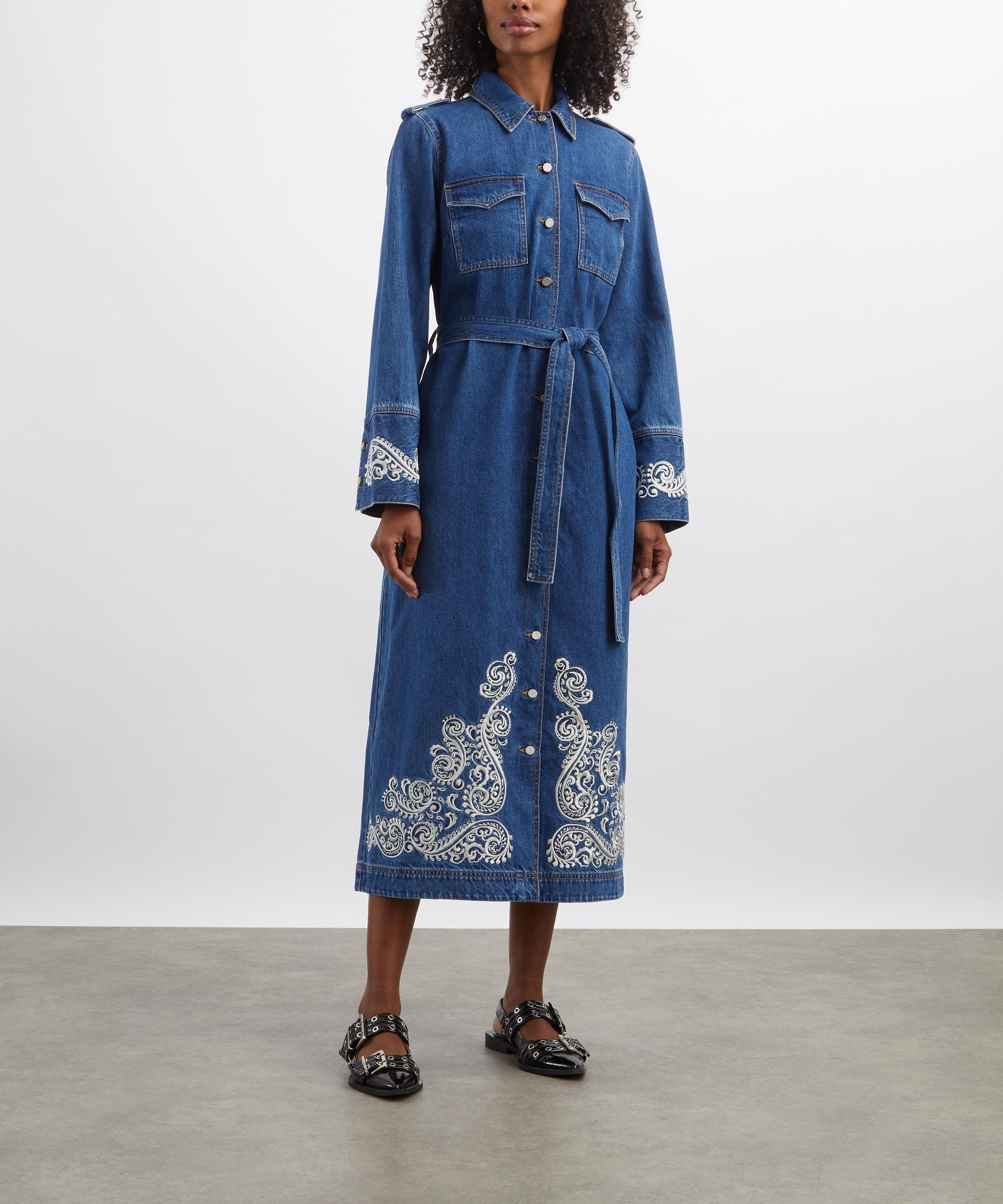 ALÉMAIS - Jacones Embroidered Denim Shirt Dress image number 2