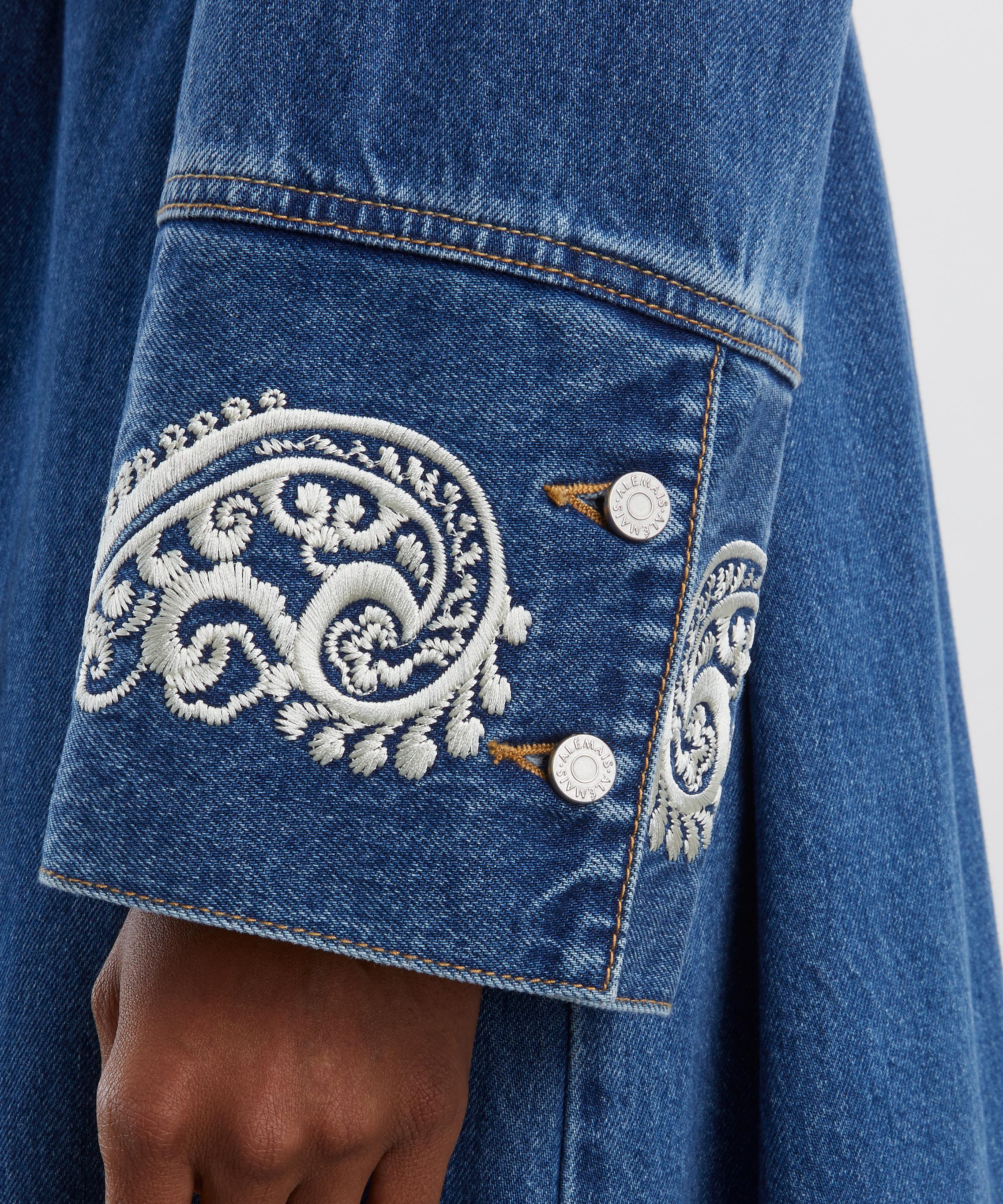 ALÉMAIS - Jacones Embroidered Denim Shirt Dress image number 4