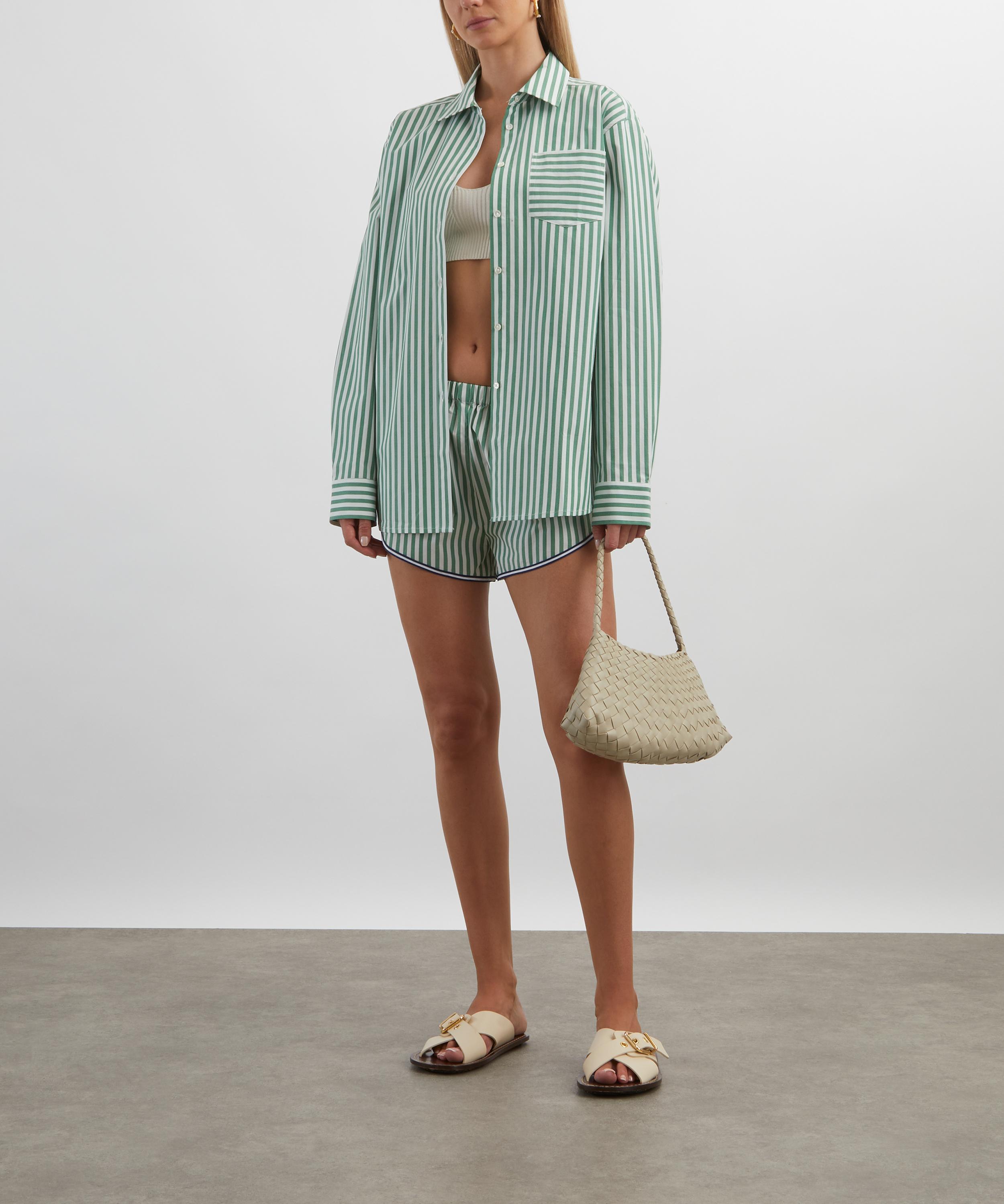 Solid & Striped - Green-White Stripe Avril Button-Down Shirt image number 1
