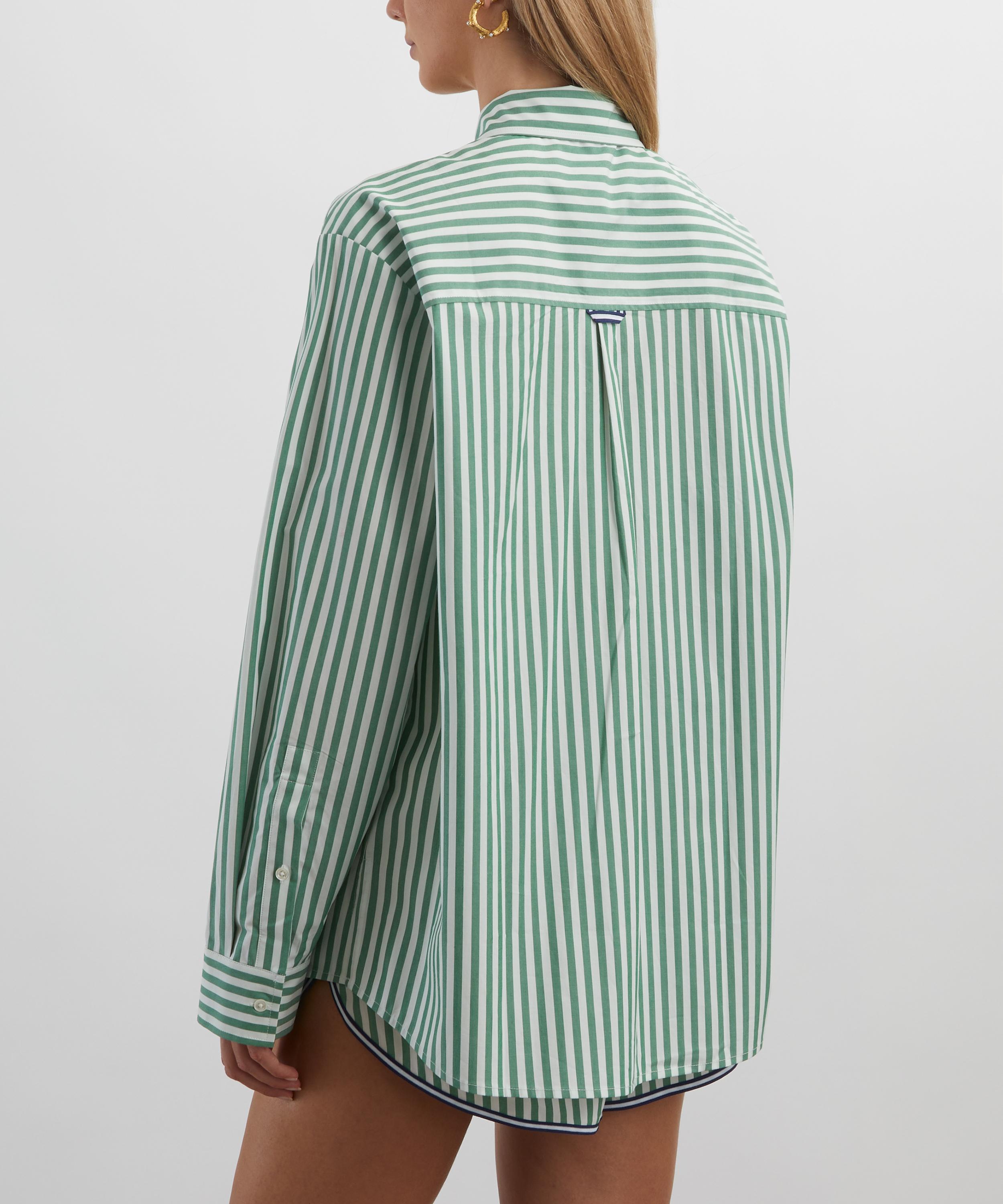 Solid & Striped - Green-White Stripe Avril Button-Down Shirt image number 3
