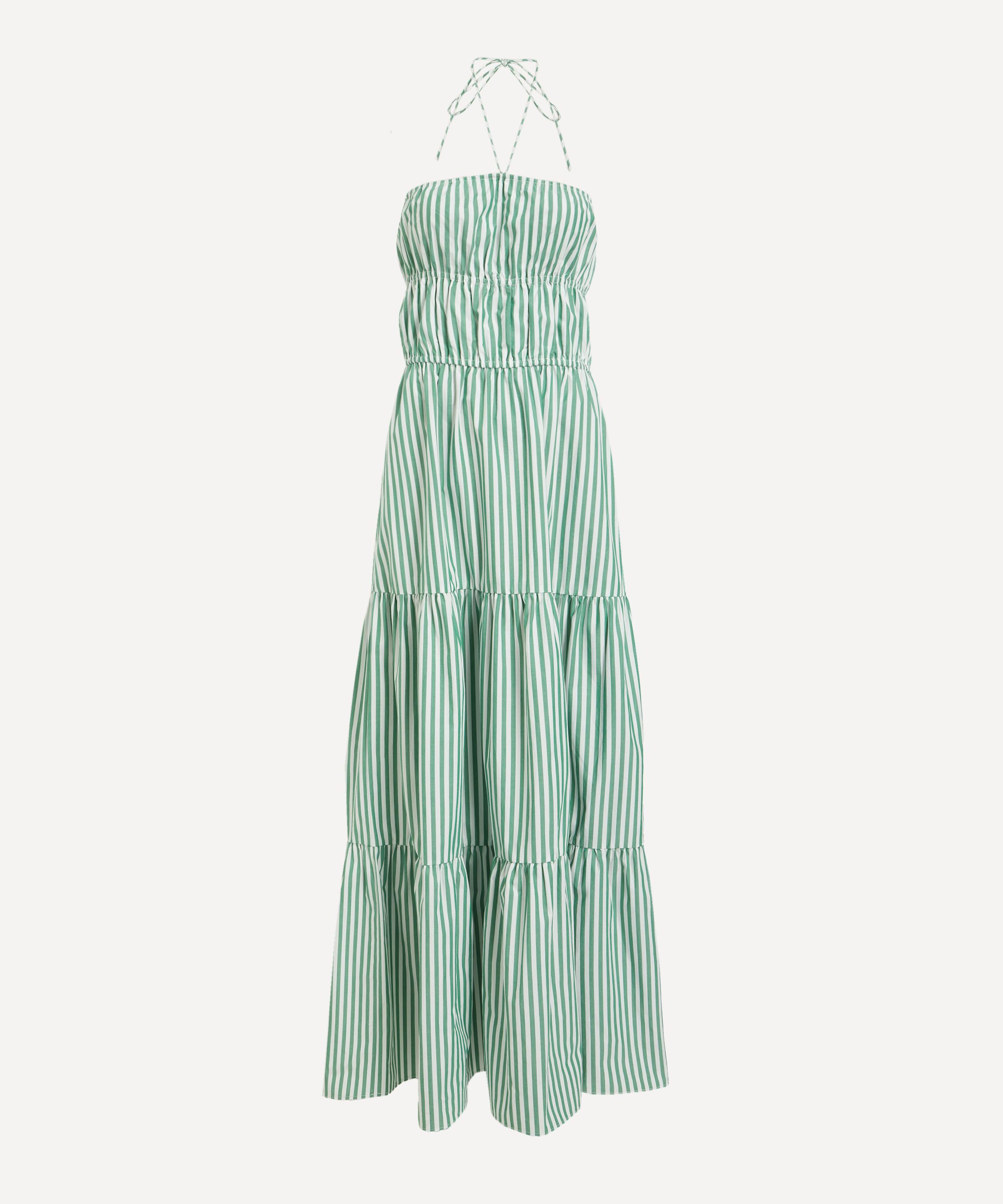 Solid & Striped - Green-White Stripe Jodie Maxi Dress image number 0