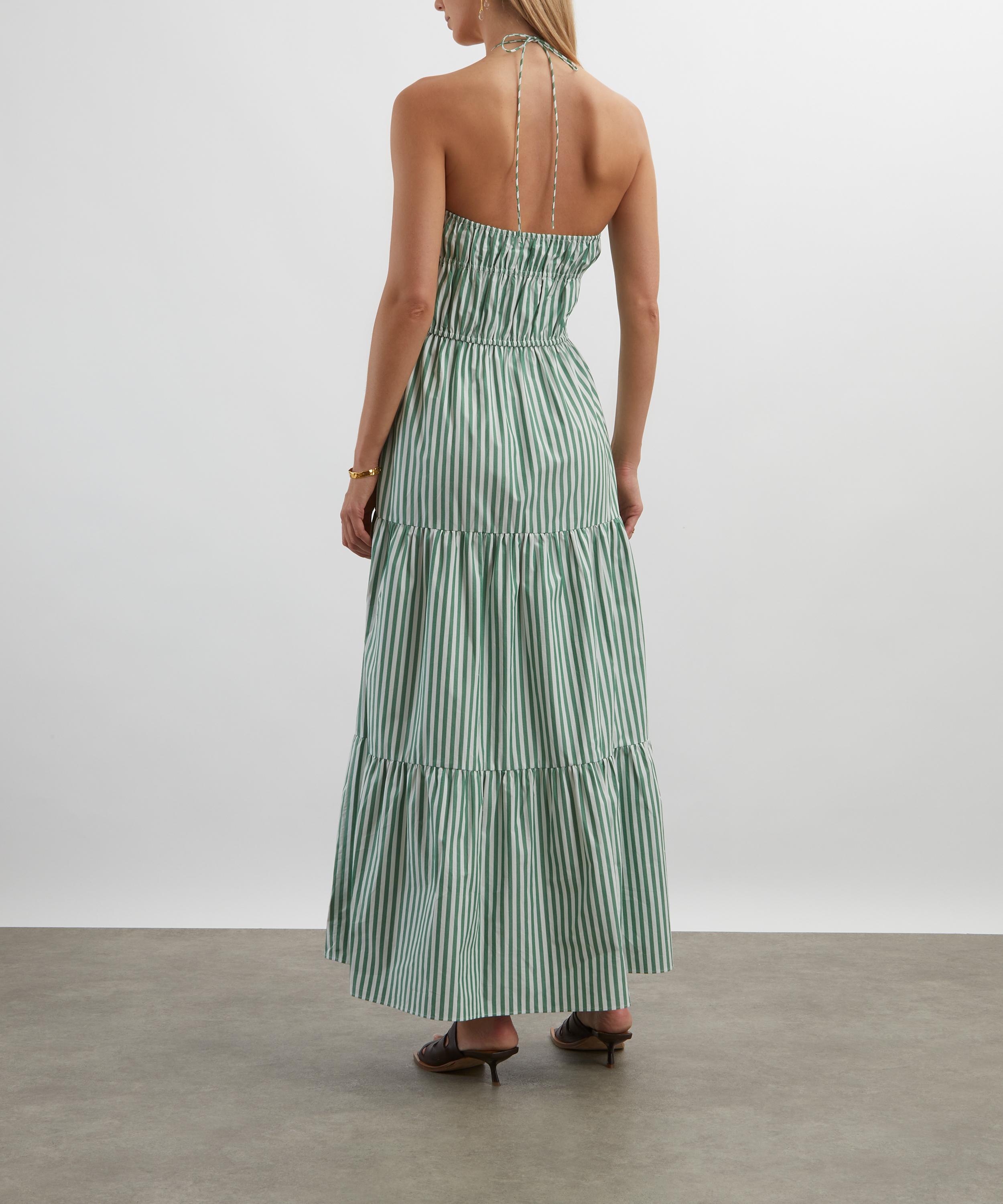 Solid & Striped - Green-White Stripe Jodie Maxi Dress image number 3