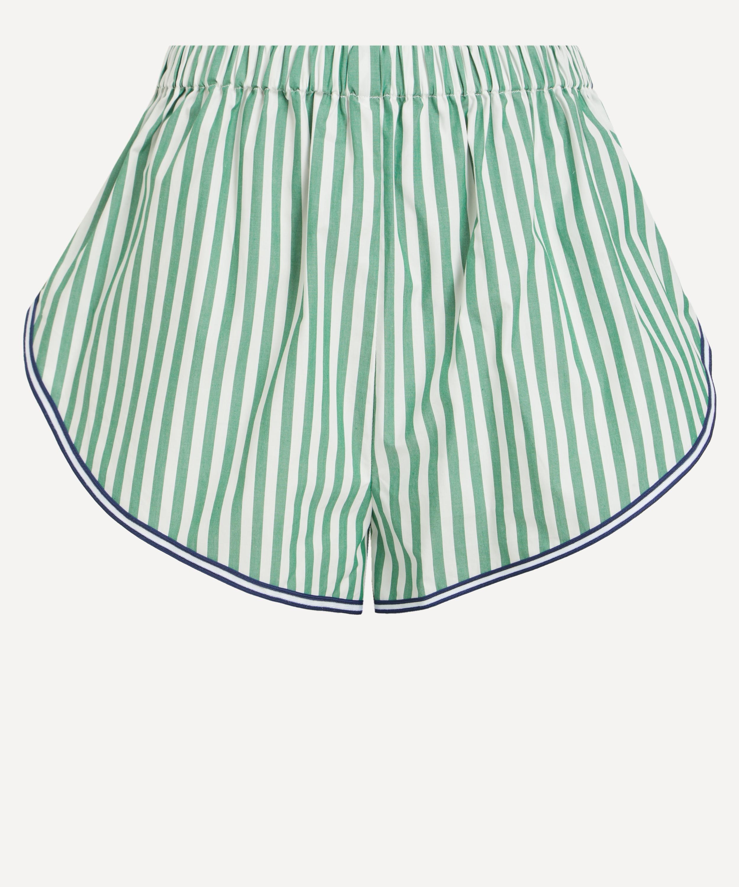 Solid & Striped - Green-White Stripe Lester Shorts image number 0