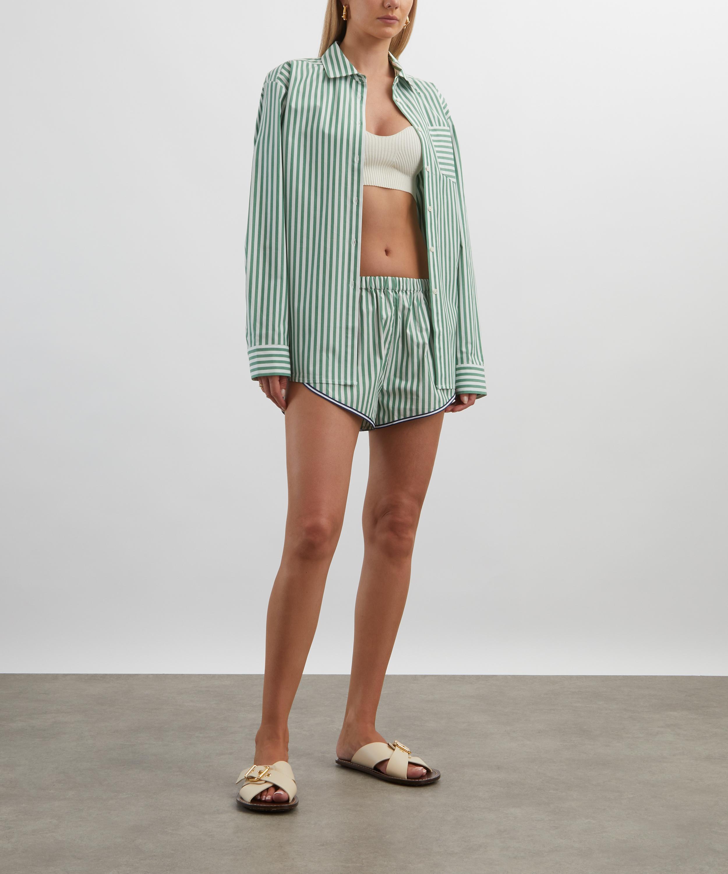 Solid & Striped - Green-White Stripe Lester Shorts image number 1