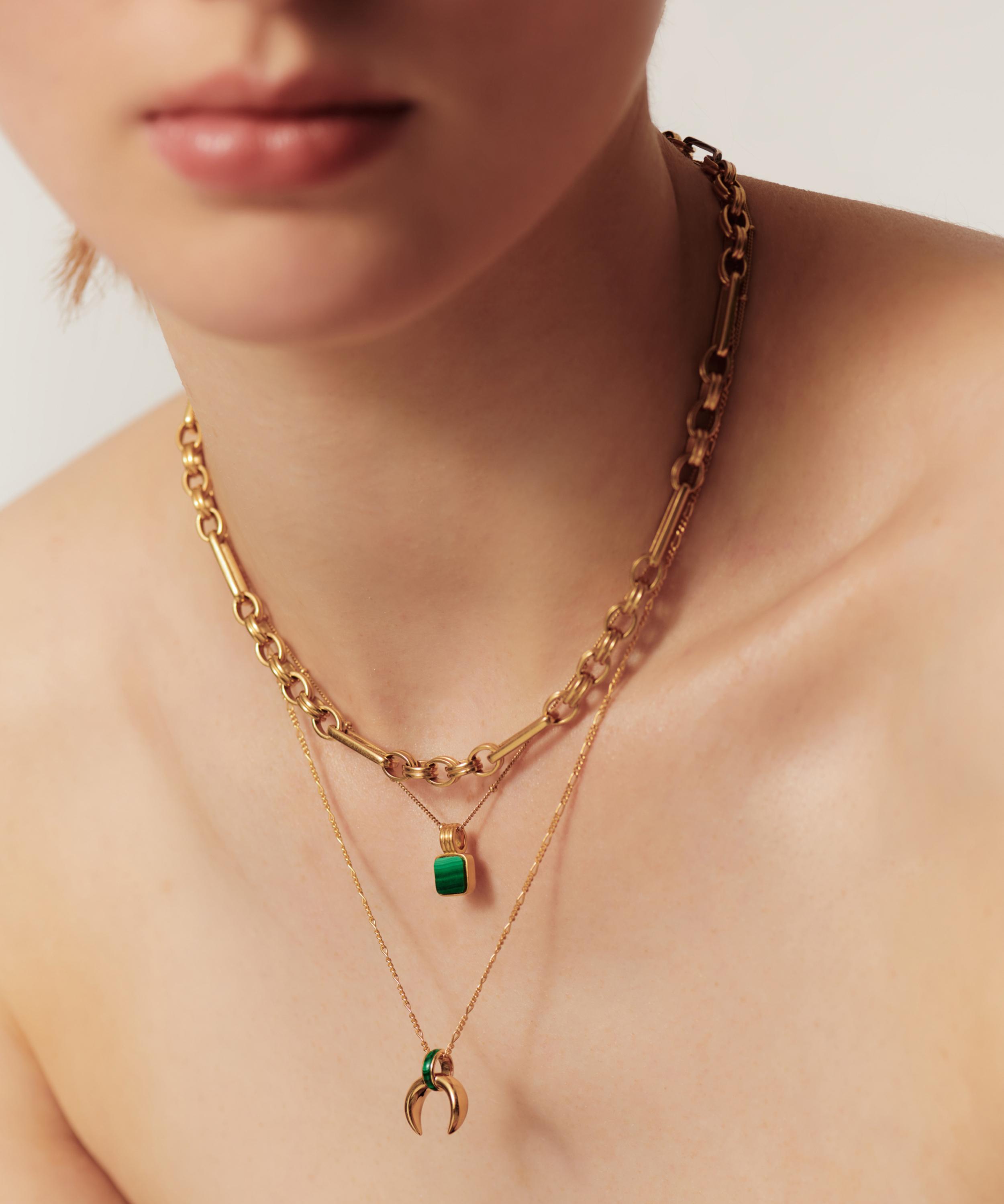 Missoma - 18ct Gold-Plated Vermeil Silver Lucy Williams Malachite Horn Pendant Necklace image number 1