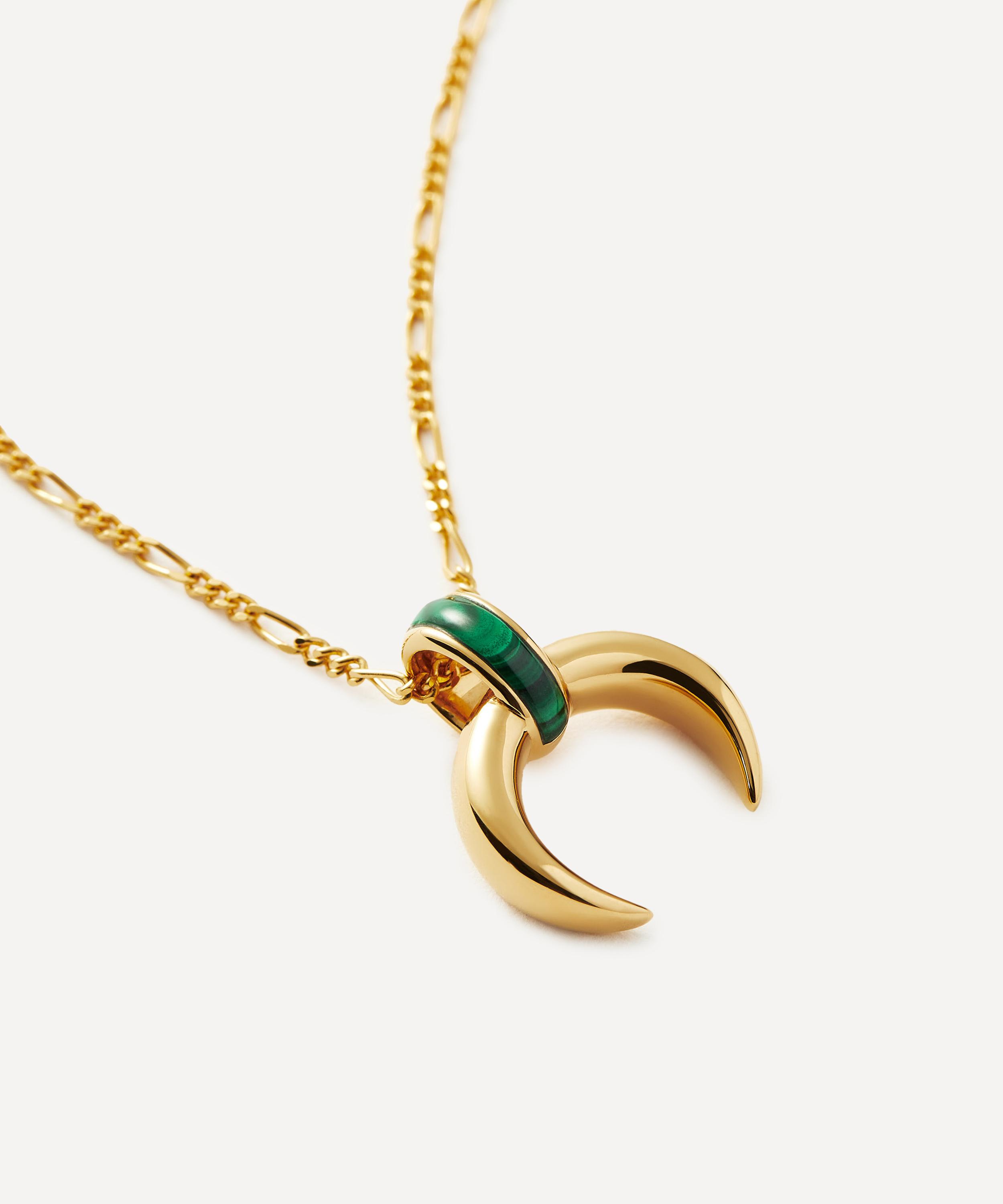 Missoma - 18ct Gold-Plated Vermeil Silver Lucy Williams Malachite Horn Pendant Necklace image number 3