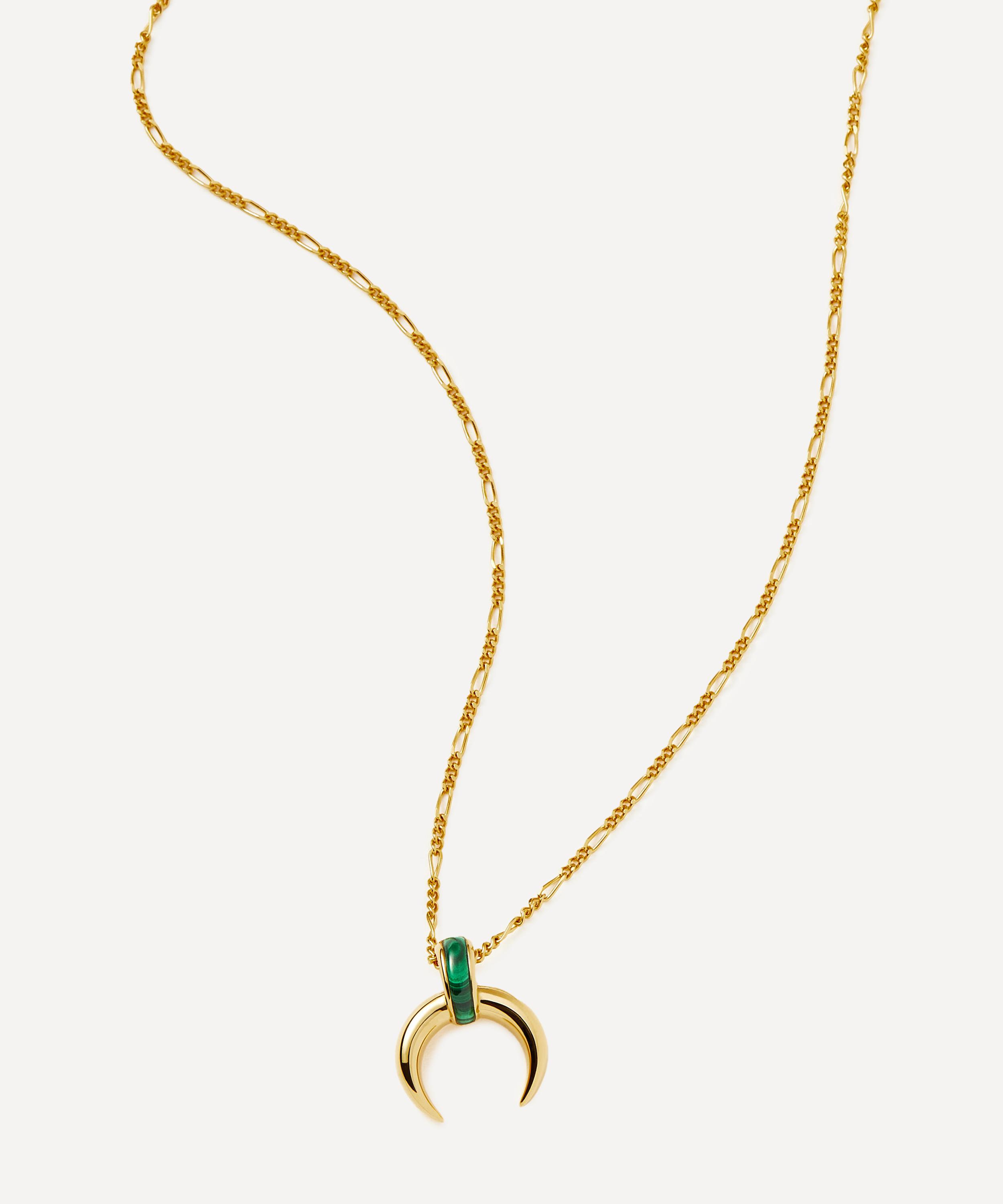 Missoma - 18ct Gold-Plated Vermeil Silver Lucy Williams Malachite Horn Pendant Necklace image number 4
