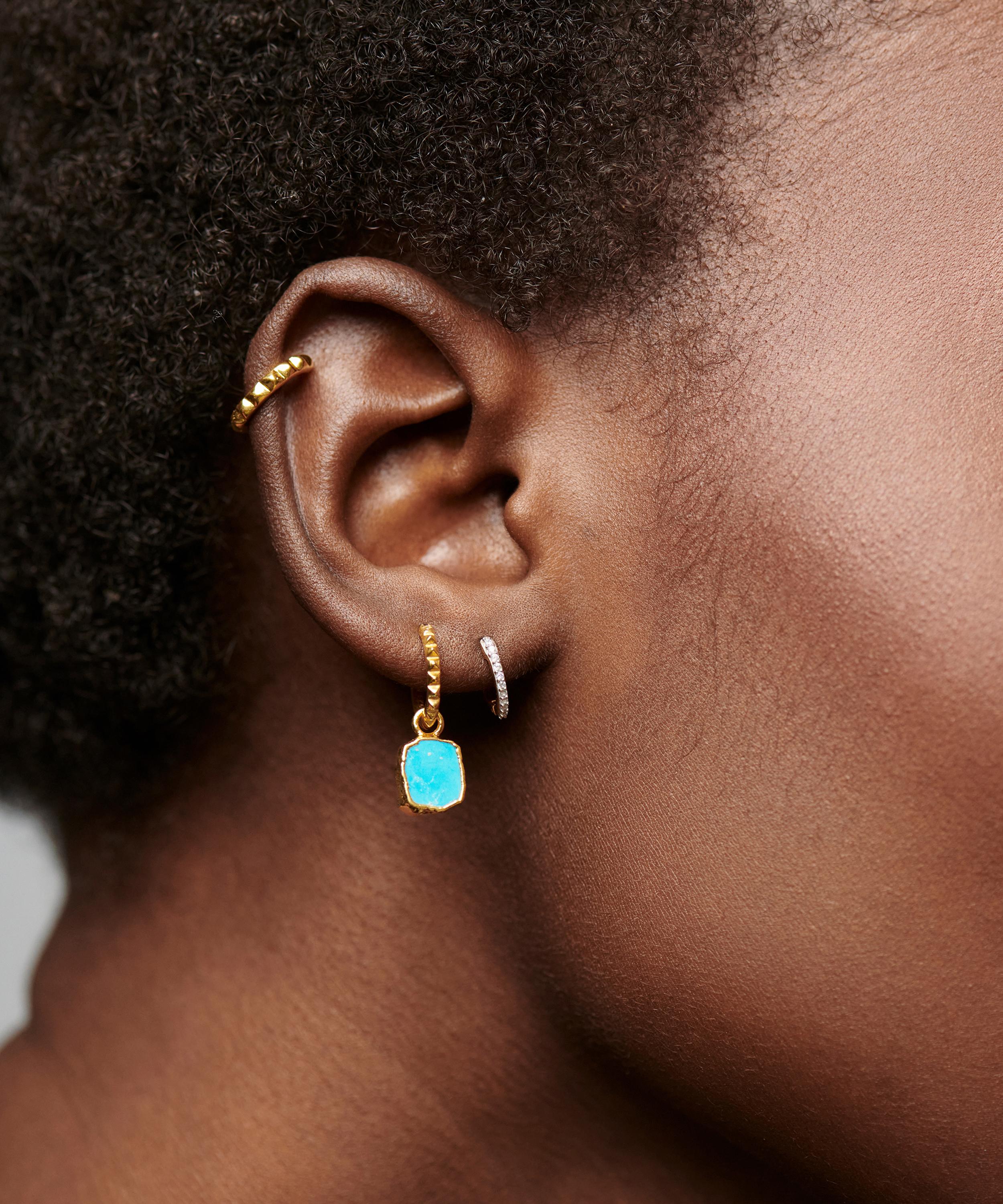 ☆MISSOMA☆ Mini Pyramid Charm Hoop Earrings Missoma 18ct Gold-Plated Mini Pyramid Charm Hoop Earrings