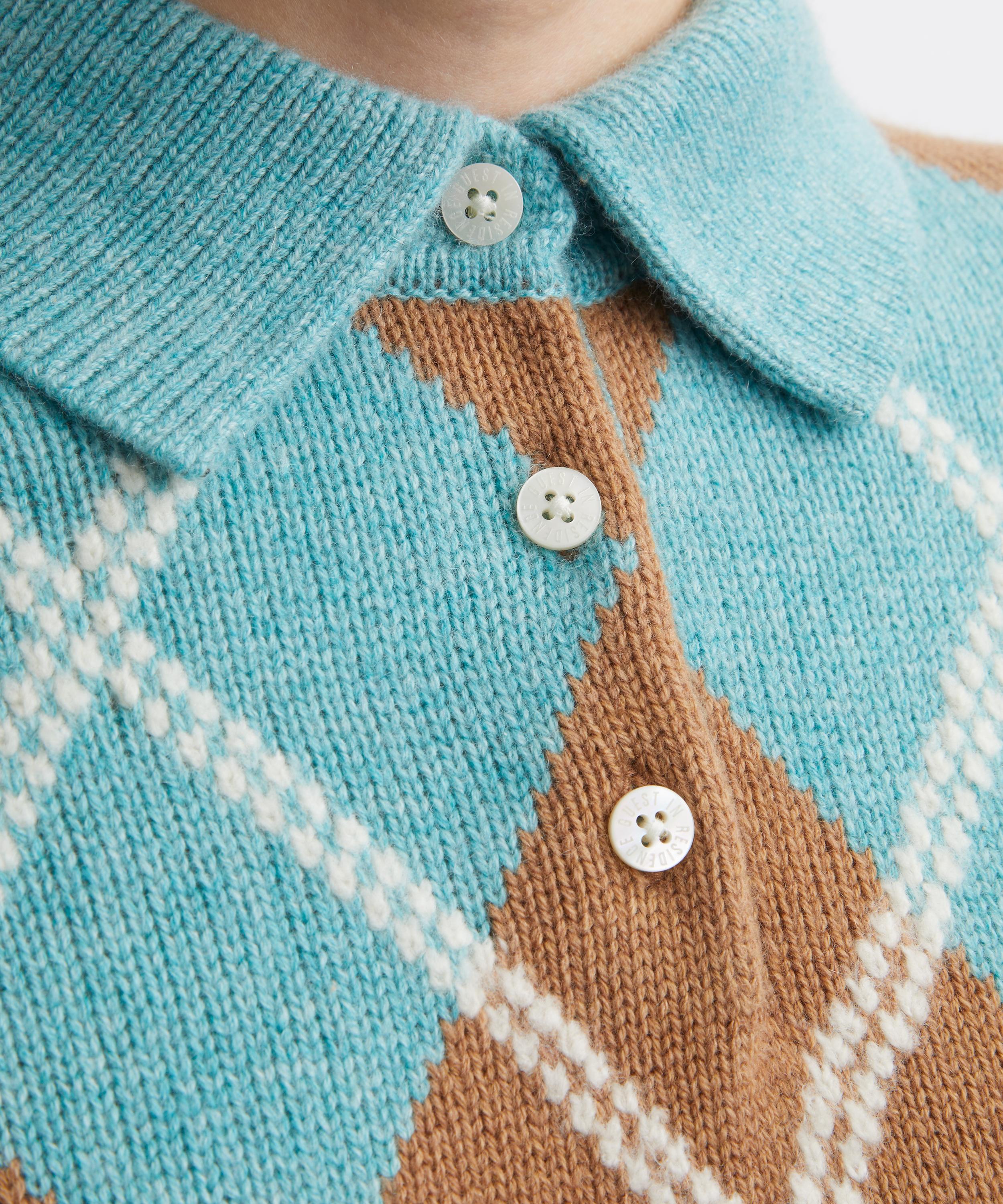 Guest In Residence - Collegiate Argyle Polo Jumper image number 4