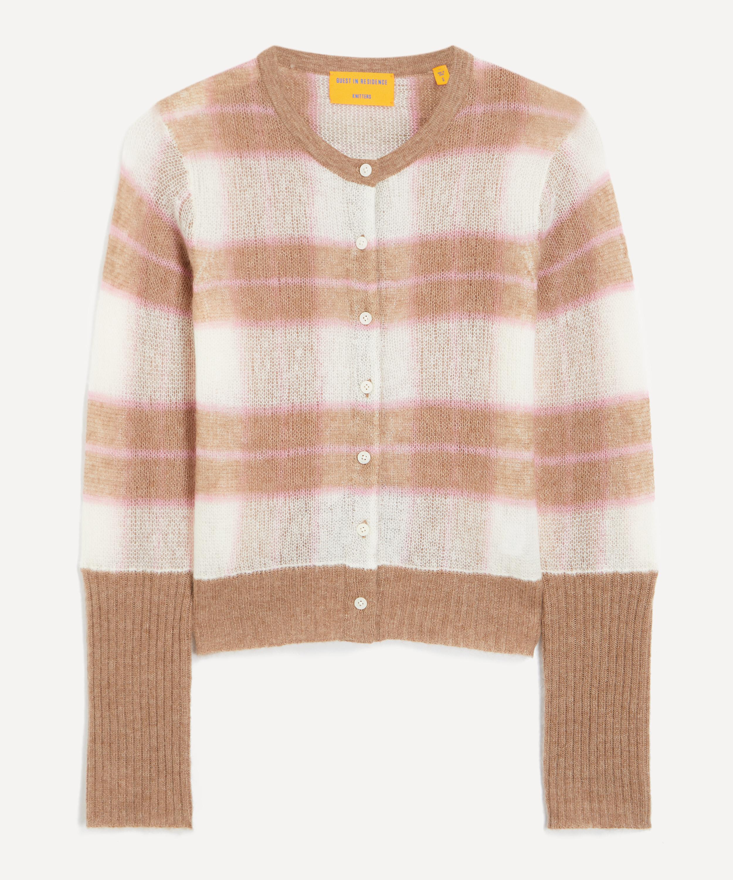 Guest In Residence - Shadow Plaid Cashmere-Silk Cardigan image number 0