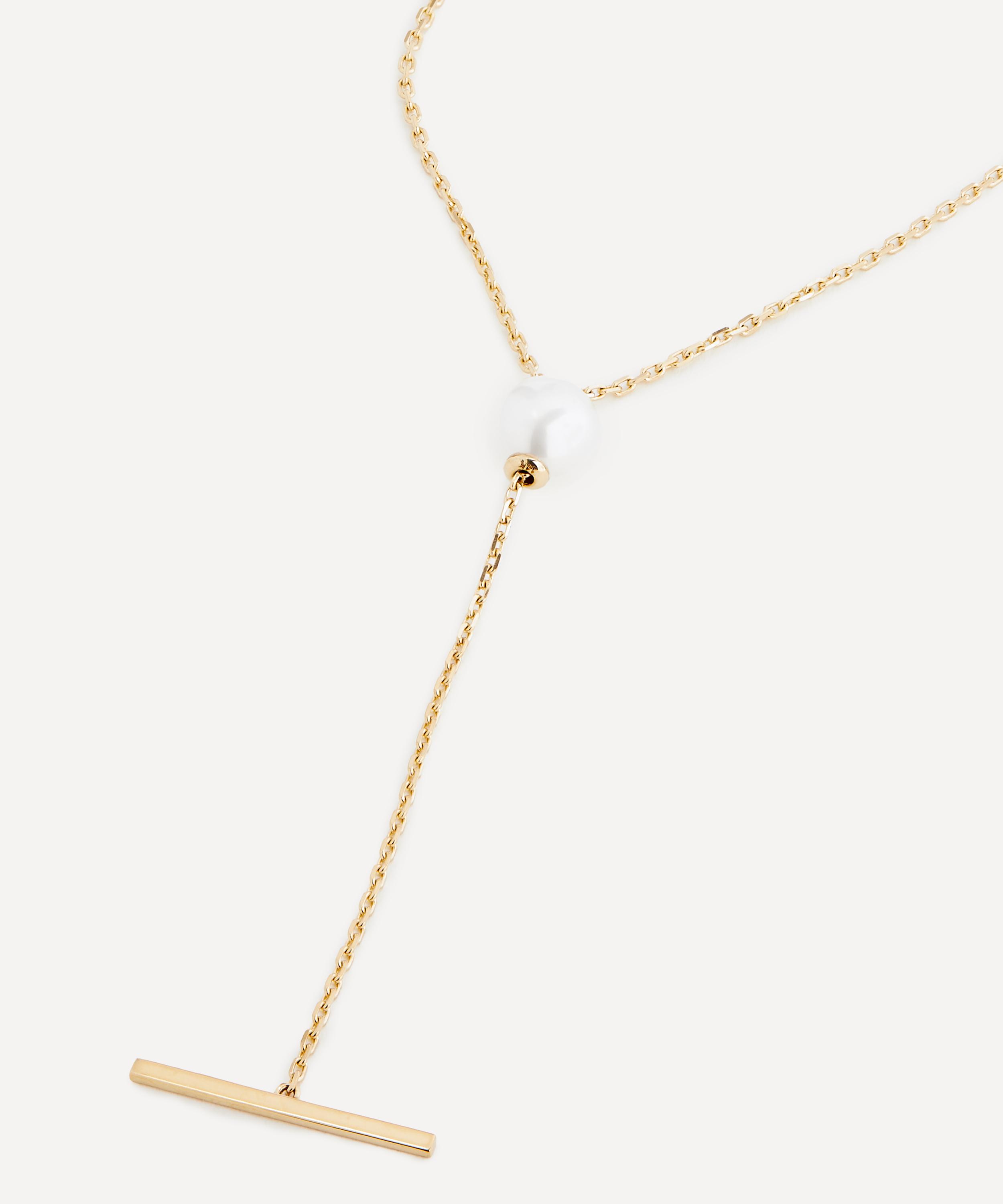 Mizuki - 14ct Gold Sea of Beauty Pearl Slider T-Bar Necklace