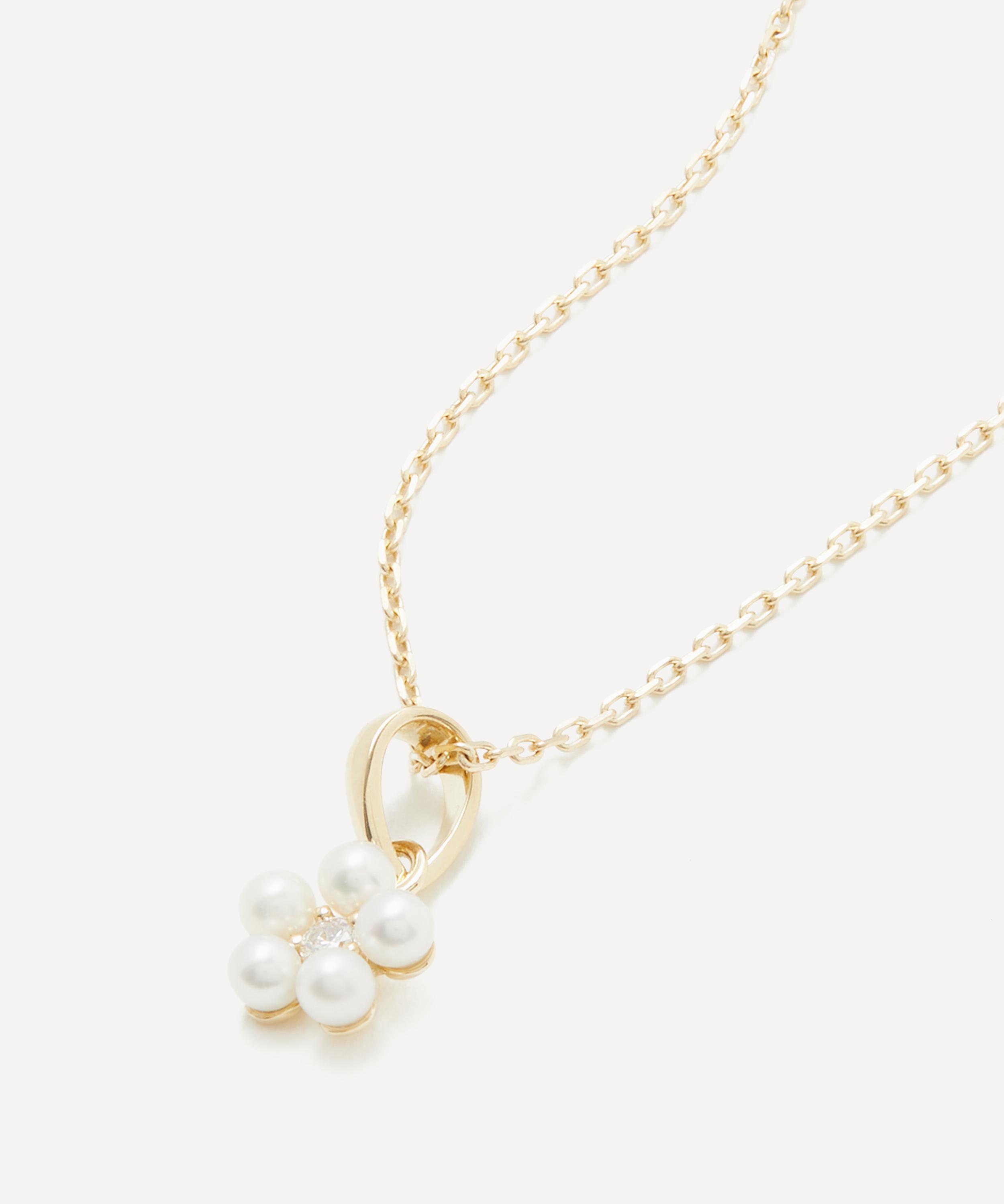 Mizuki - 14ct Gold Sea of Beauty Flower Pearl Diamond Pendant Necklace