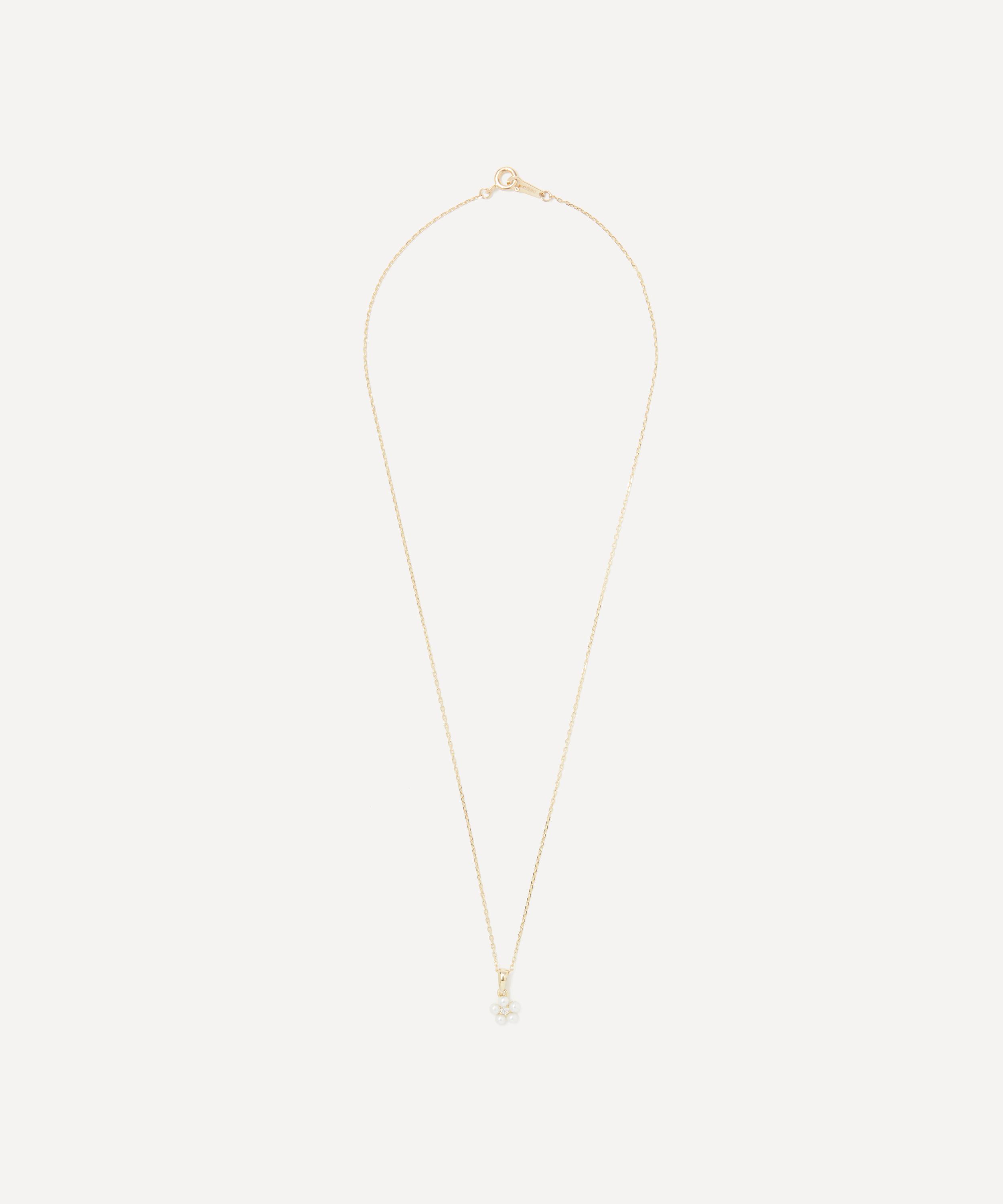 Mizuki - 14ct Gold Sea of Beauty Flower Pearl Diamond Pendant Necklace image number 1