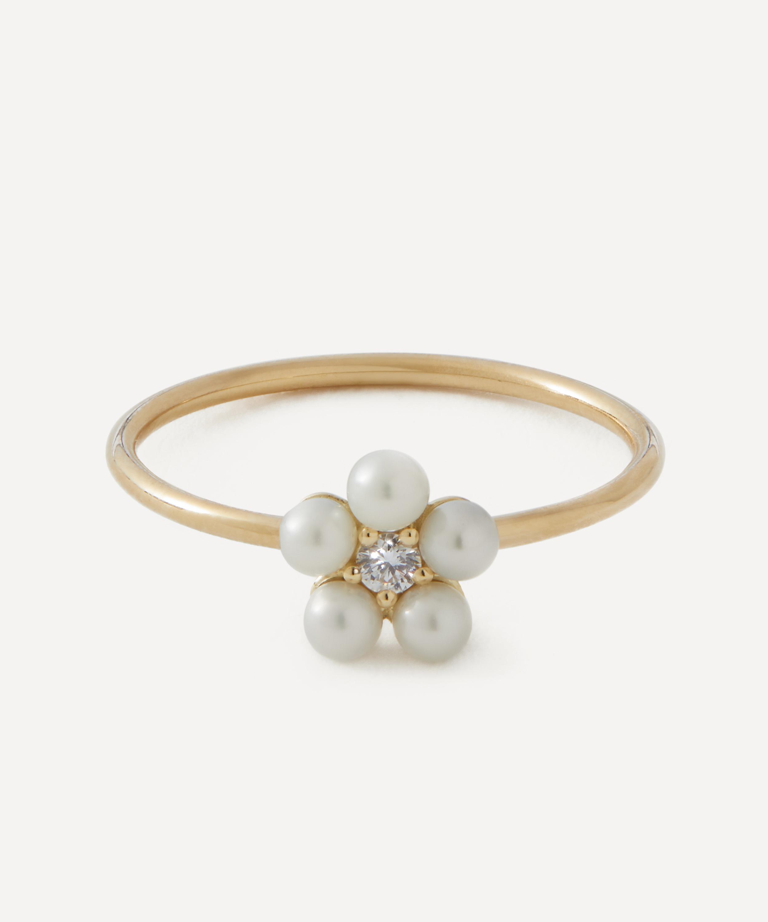 Mizuki - 14ct Gold Sea of Beauty Flower Pearl Diamond Ring
