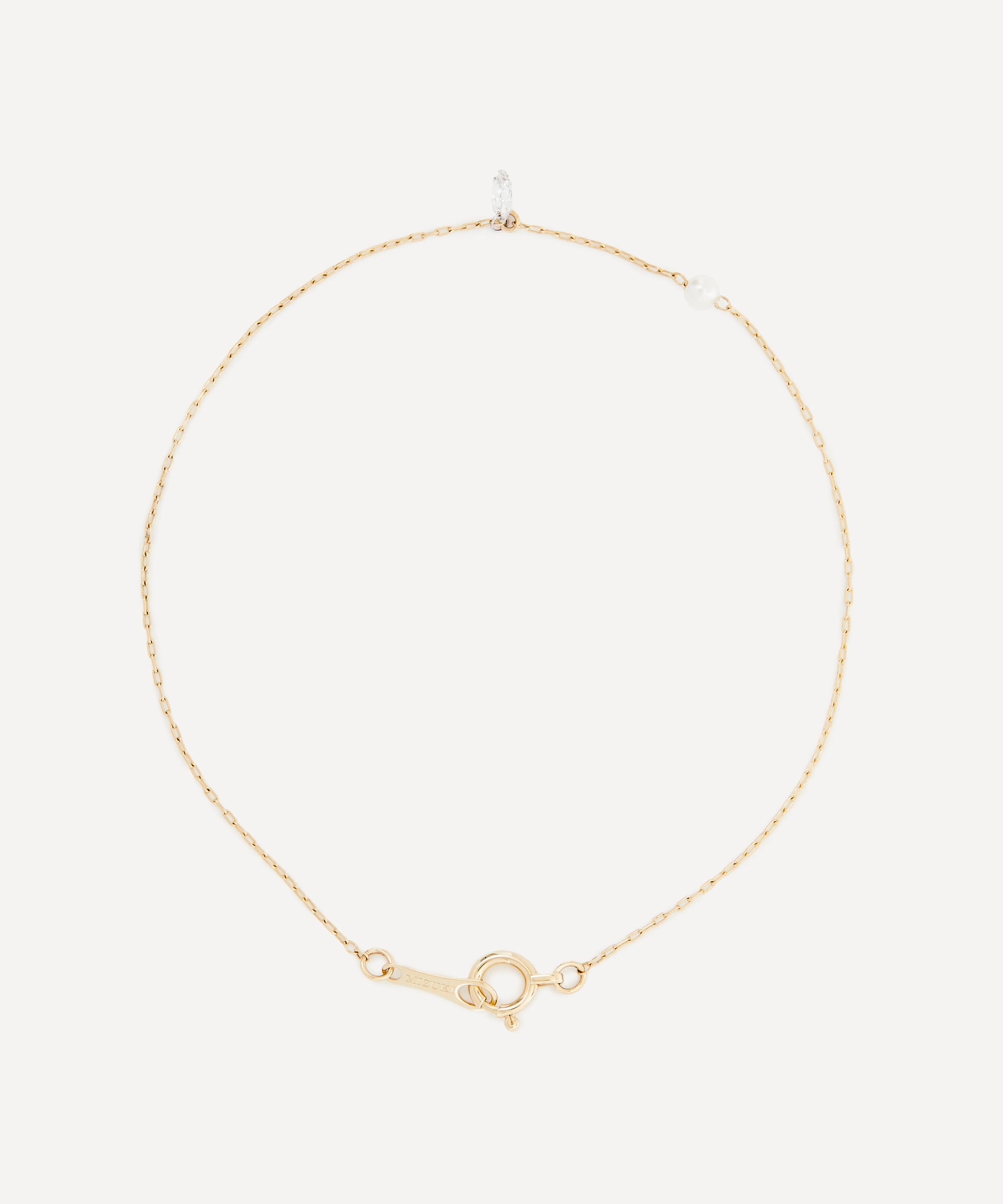 Mizuki - 14ct Gold Sea of Beauty Diamond and Pearl Chain Bracelet