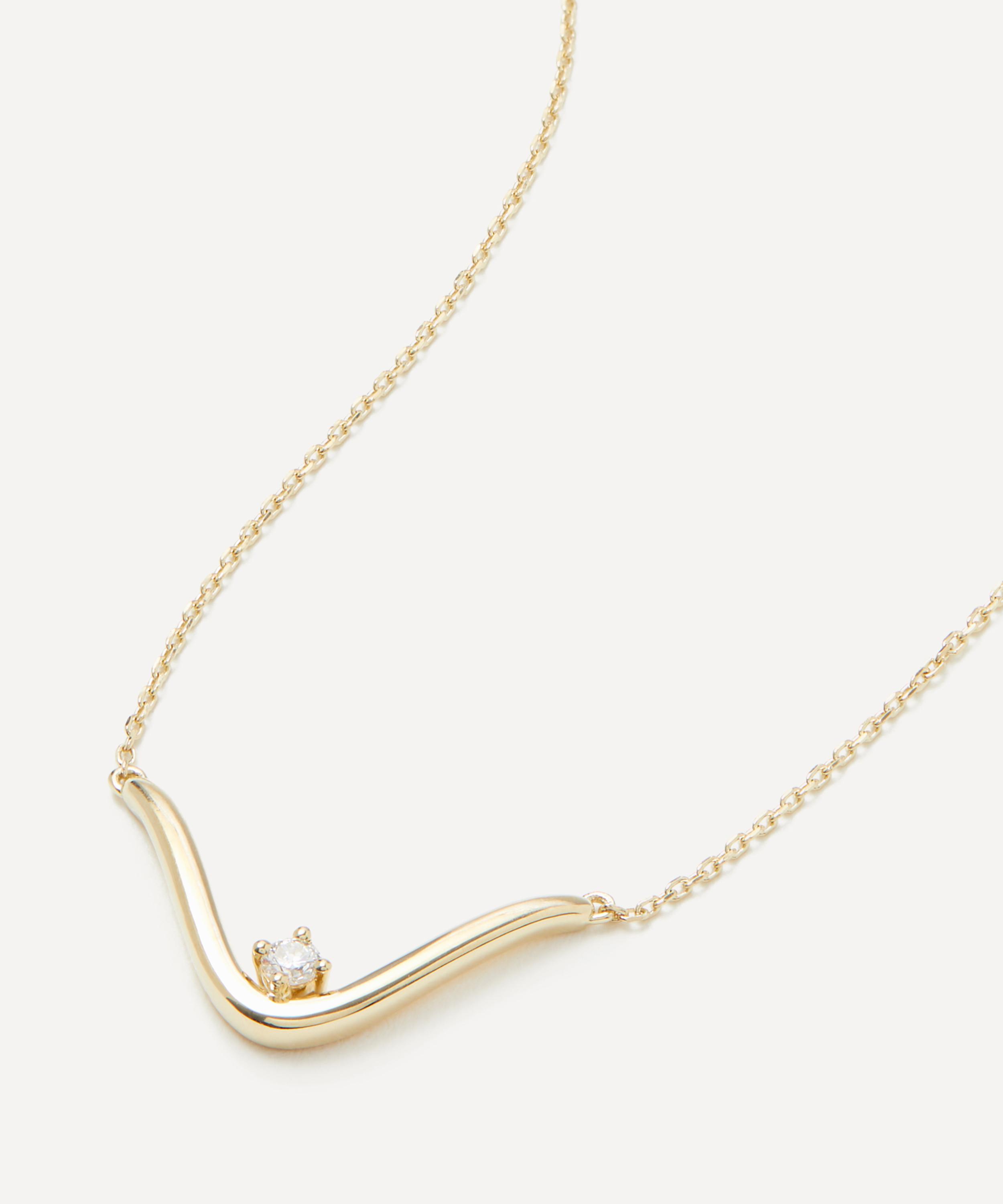Mizuki - 14ct Gold Diamond Curve Chain Necklace