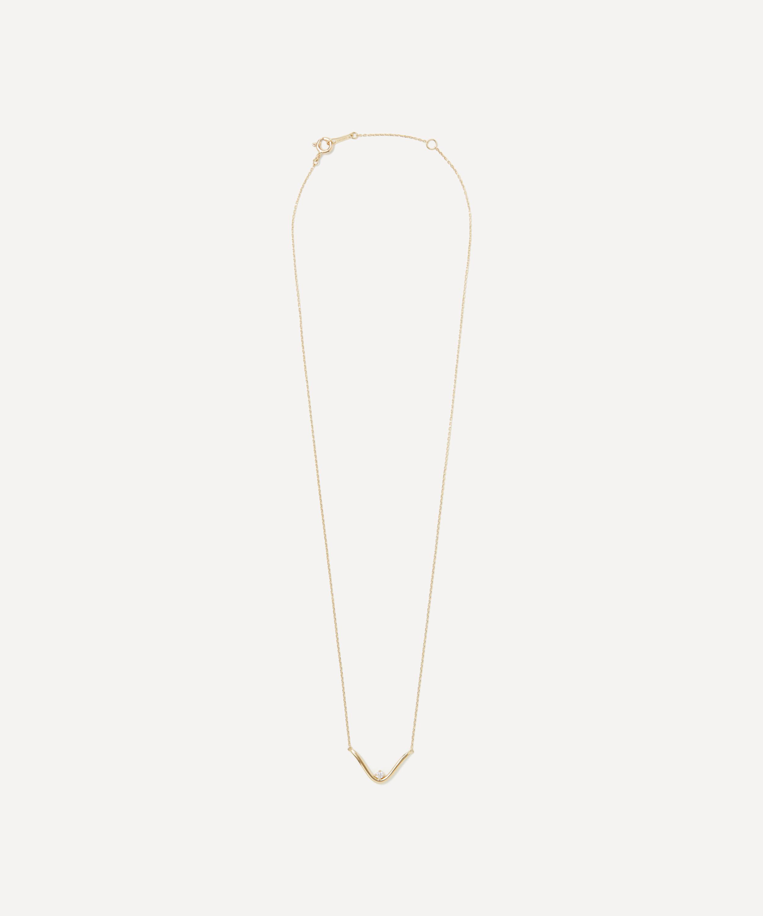 Mizuki - 14ct Gold Diamond Curve Chain Necklace image number 1