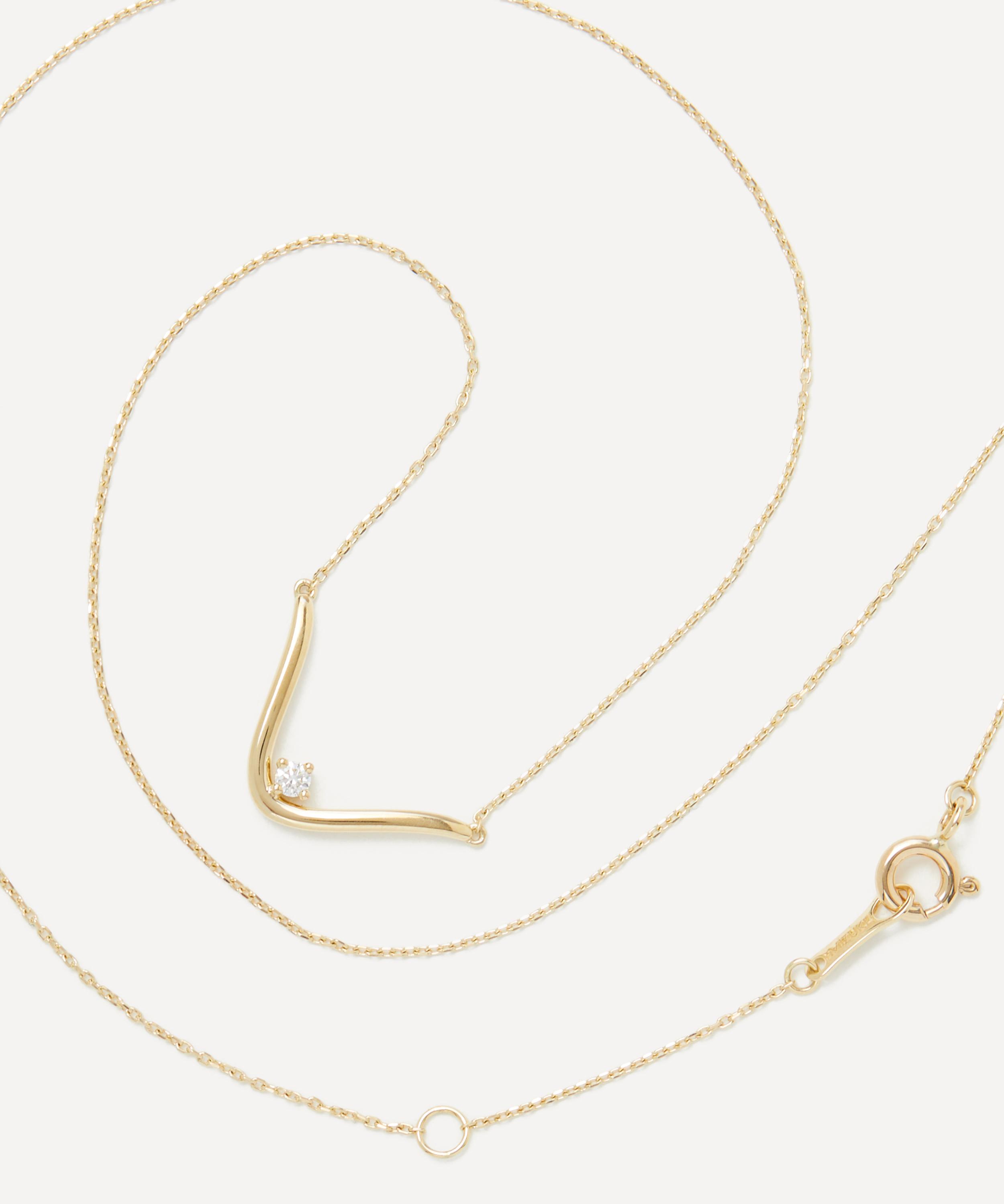 Mizuki - 14ct Gold Diamond Curve Chain Necklace image number 2