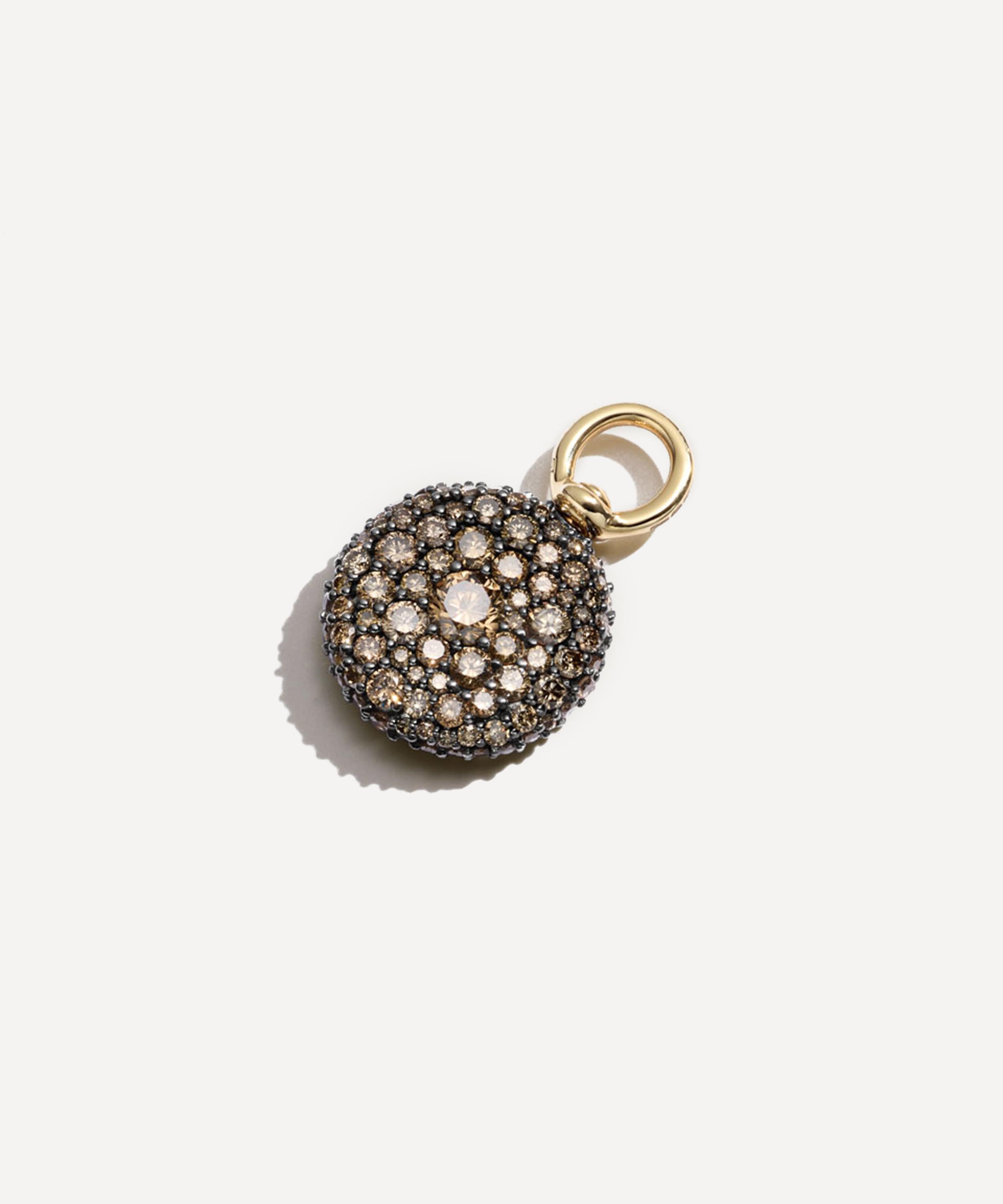 Lucy Delius - 14ct Gold Cognac Diamond Antique Finish Pocket Watch Pendant image number 0