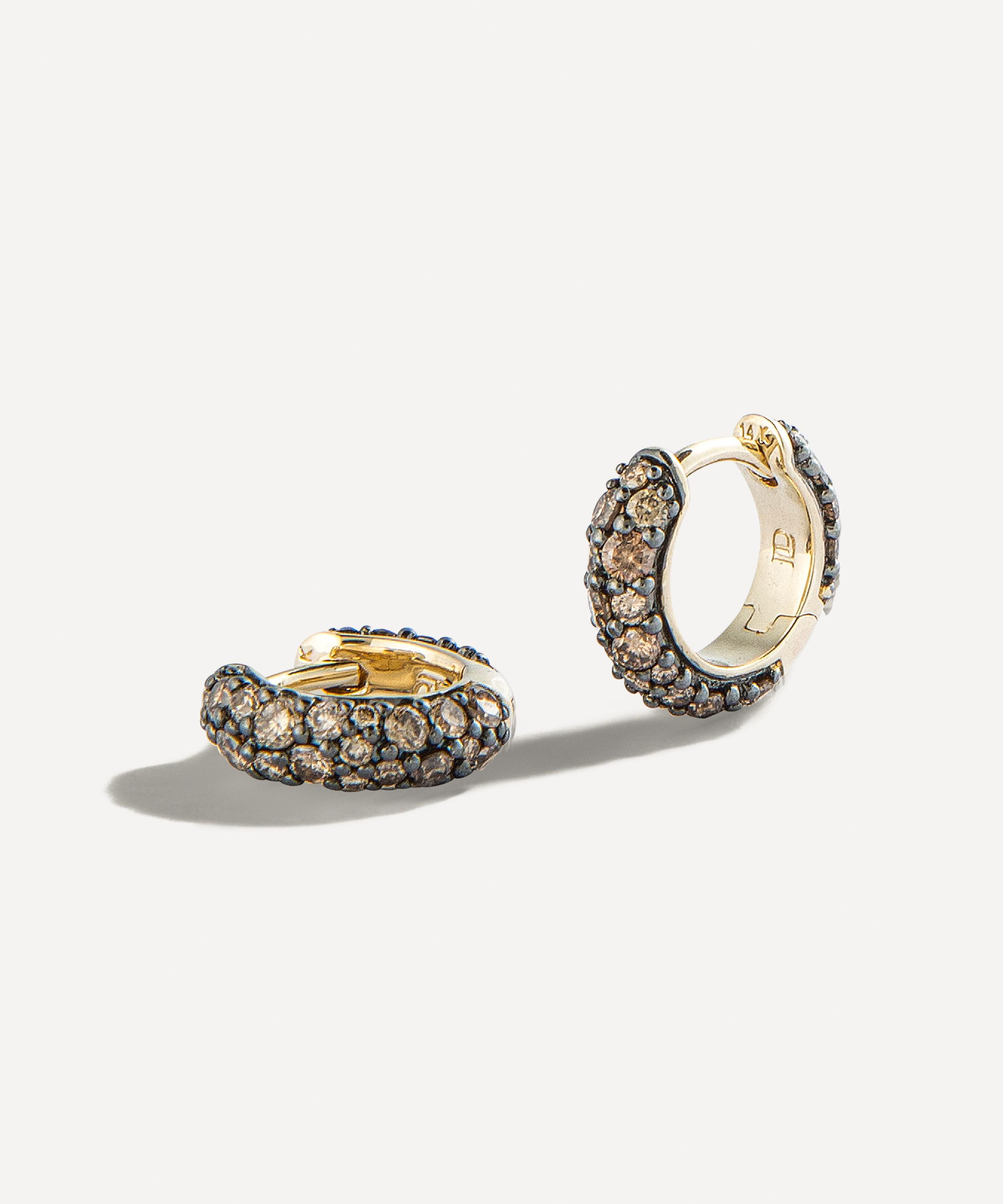 Lucy Delius - 14ct Gold Cognac Diamond Chubby Huggie Hoop Earrings image number 0
