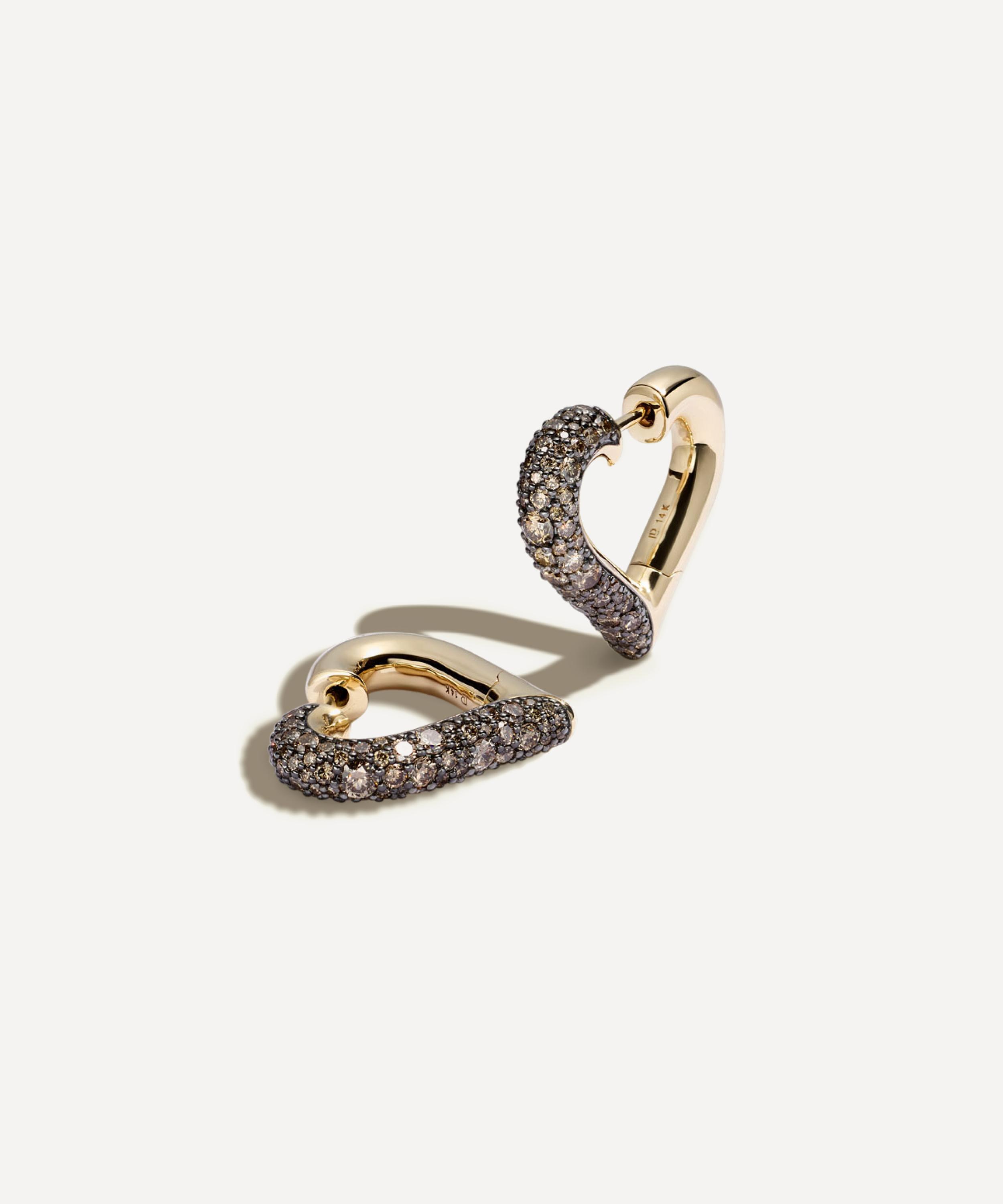 Lucy Delius - 14ct Gold Cognac Diamond Antique Finish Chubby Love Earrings image number 0