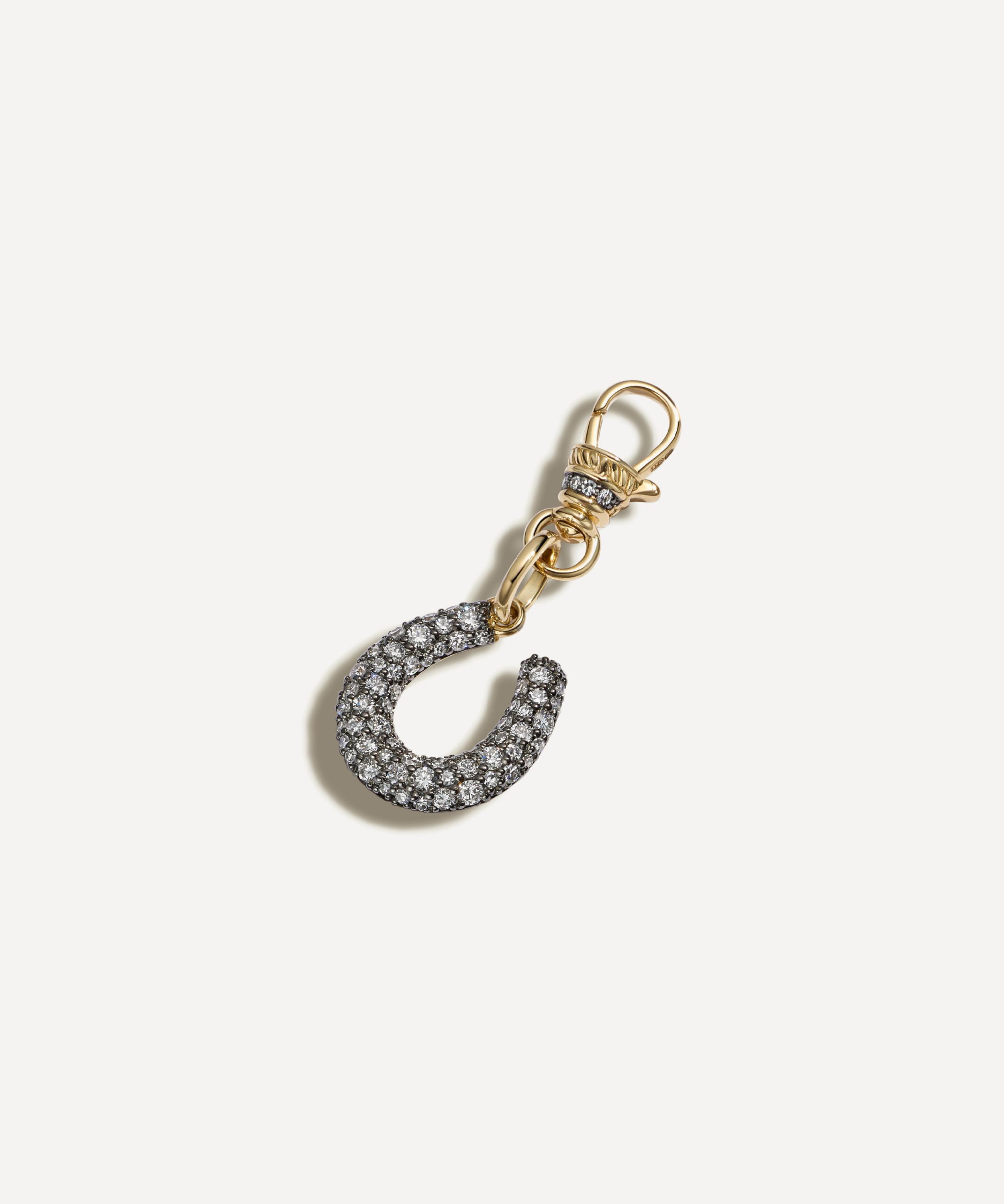 Lucy Delius - 14ct Gold Diamond Antique Finish Horseshoe Clip Pendant image number 0
