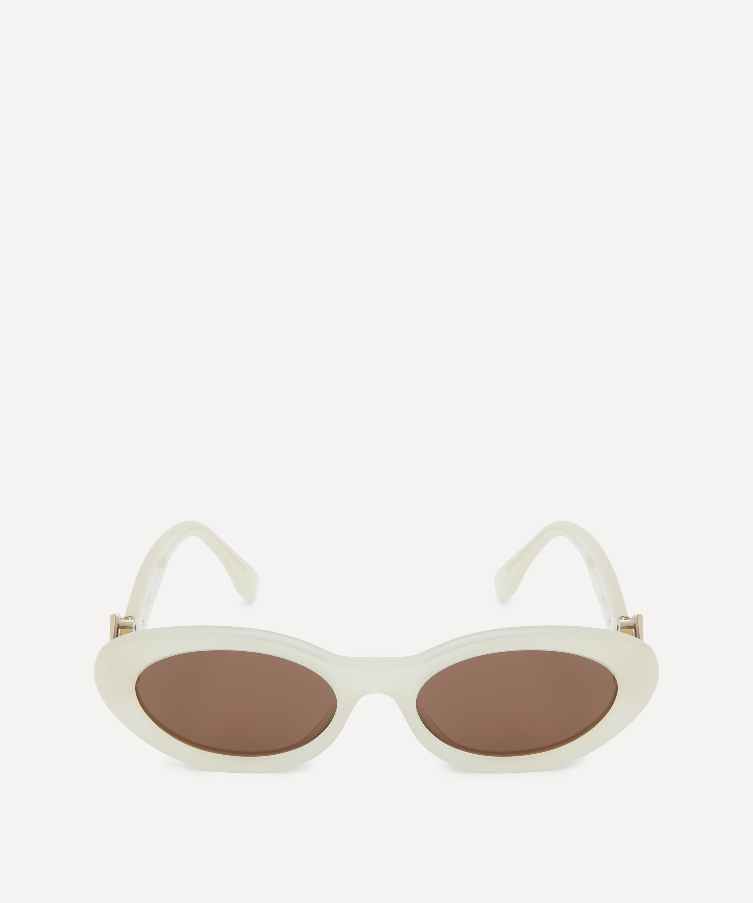 Fendi - Oval FF Diamonds Brown Acetate Sunglasses image number 0
